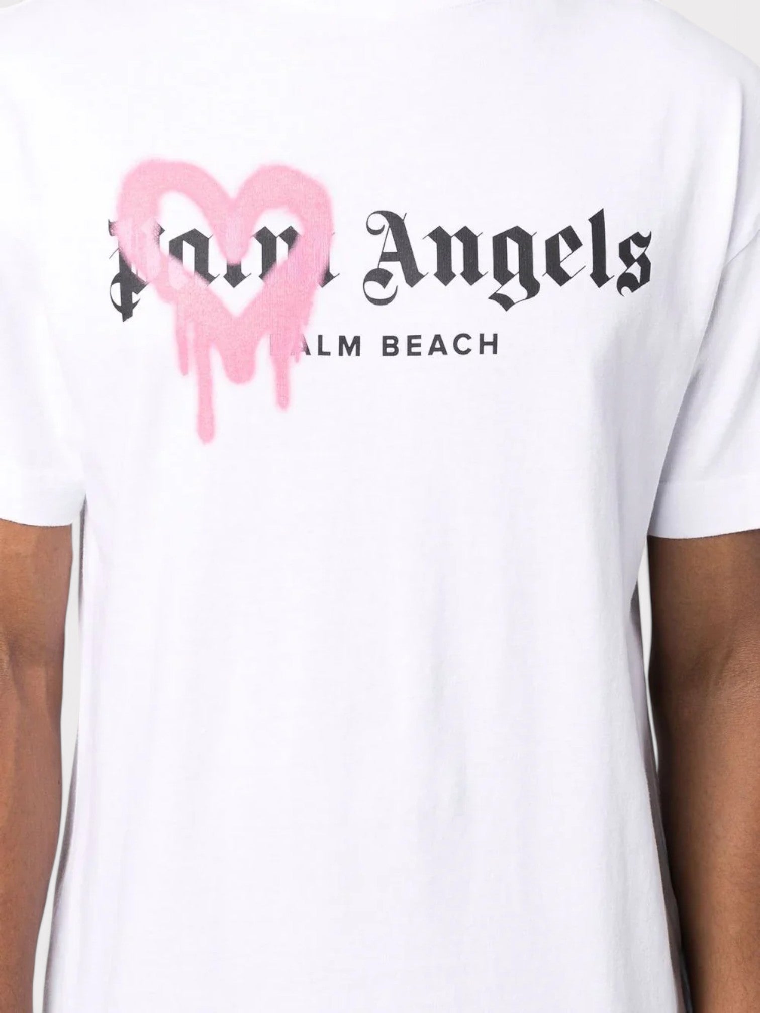 Palm Angels Miami Heart Sprayed T Shirt White - Supplied FashionPalm Angels