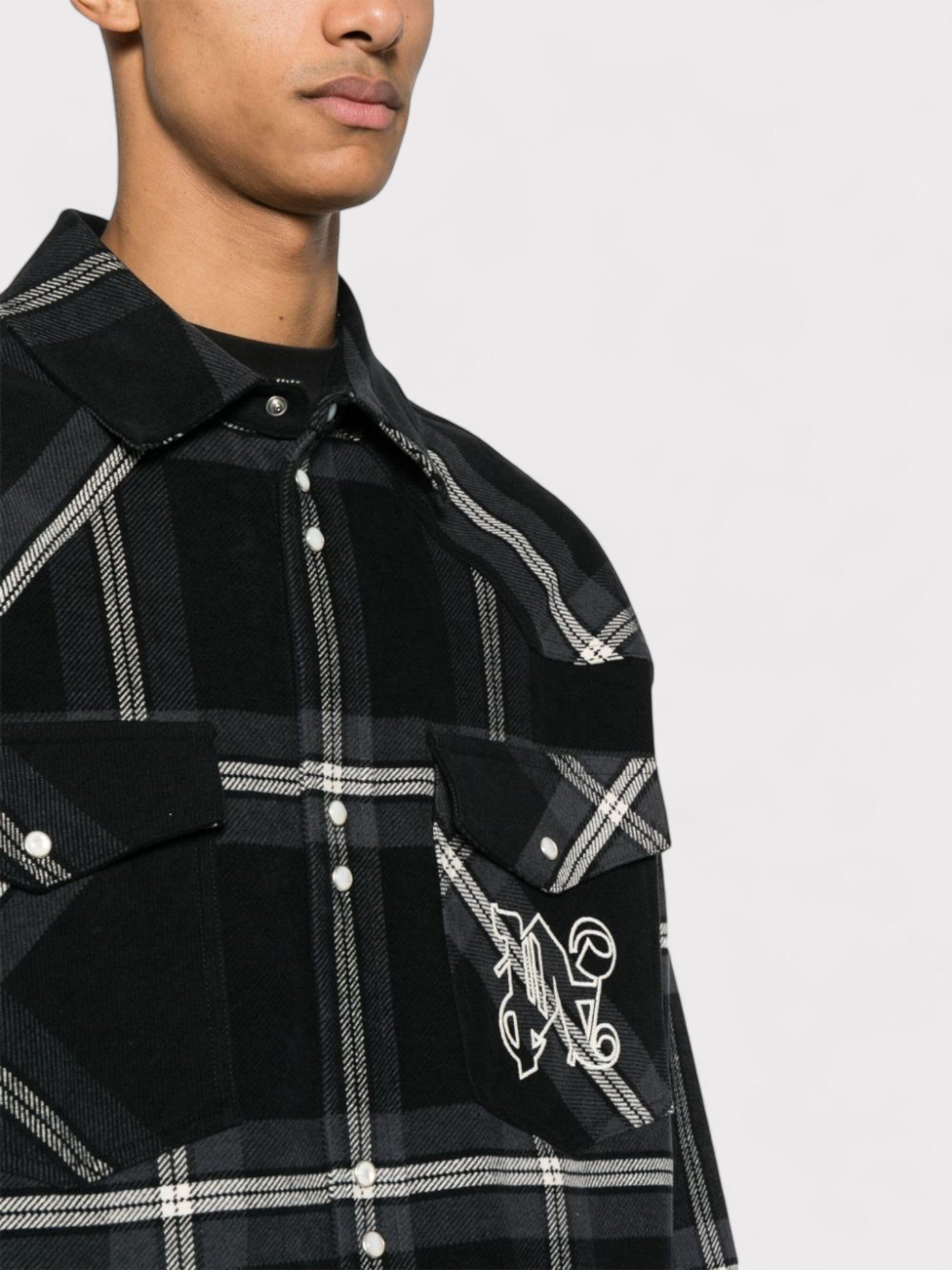 Palm Angels Monogram Check Overshirt Black - Supplied FashionPalm Angels