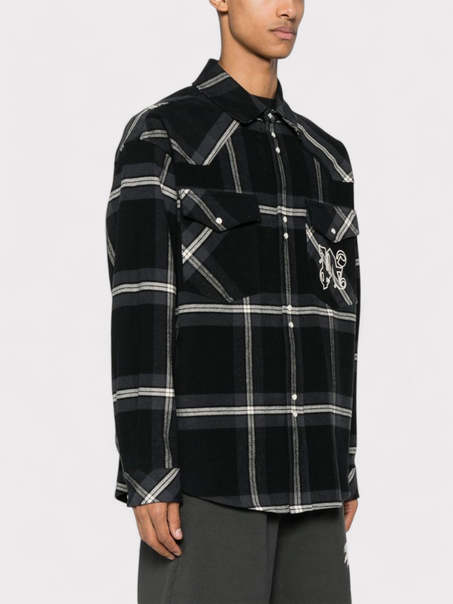 Palm Angels Monogram Check Overshirt Black - Supplied FashionPalm Angels