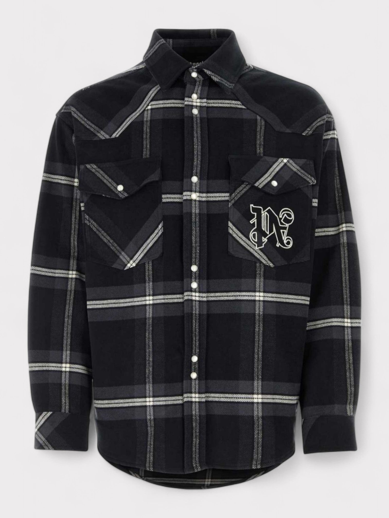 Palm Angels Monogram Check Overshirt Black - Supplied FashionPalm Angels