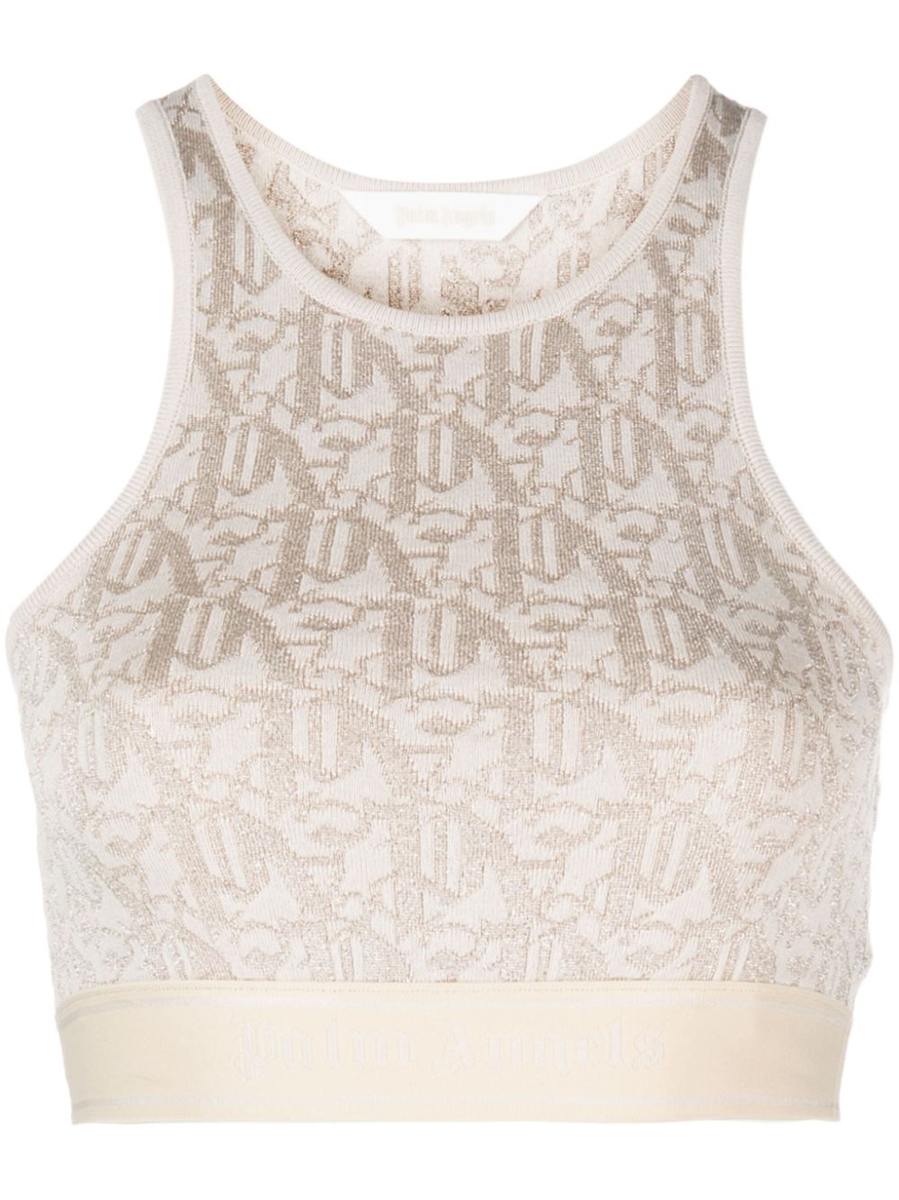 Palm Angels Monogram Jacquard Knit Bra Top Beige - Supplied FashionPALM ANGELS