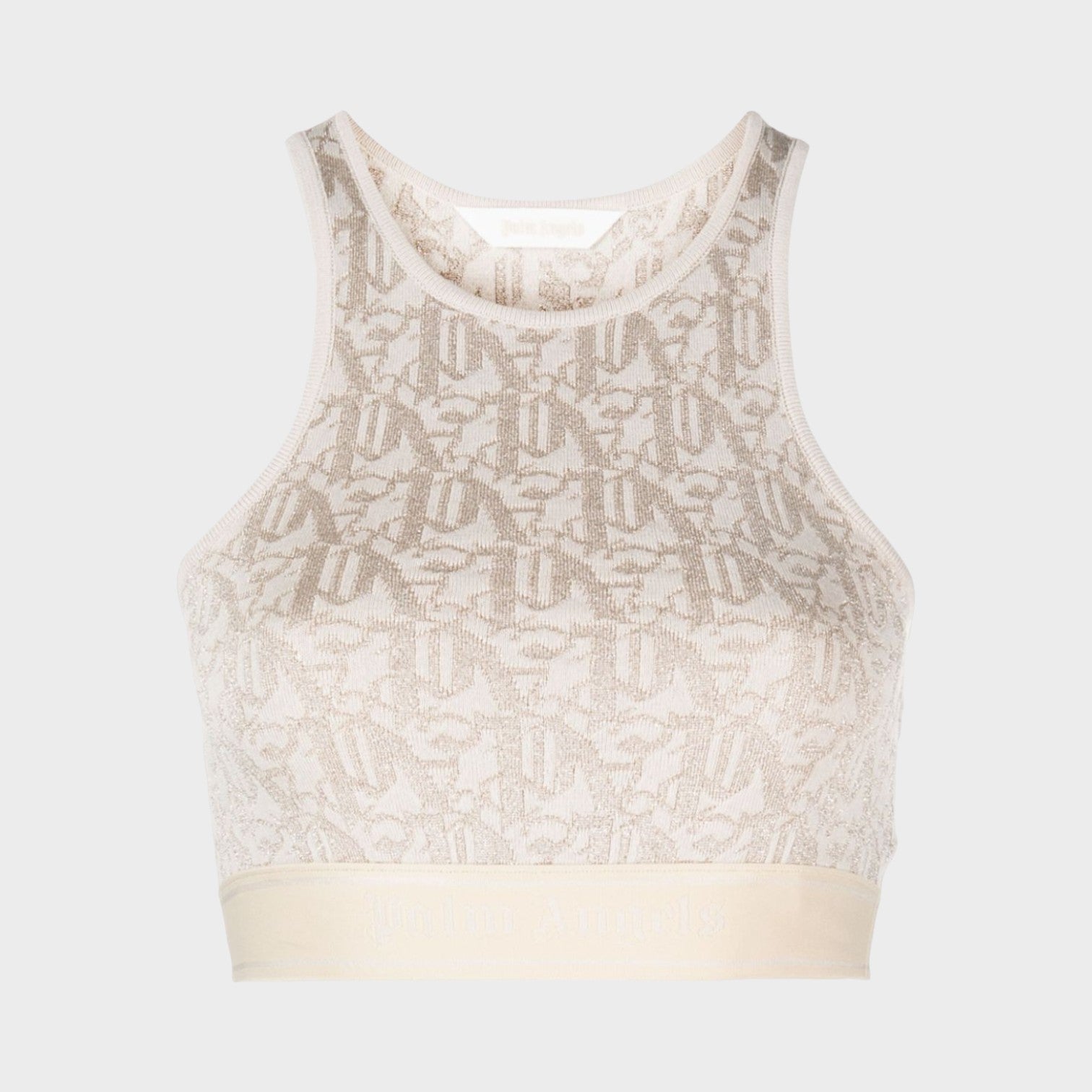 Monogram Jacquard Knit Bra Top Beige | Palm Angels