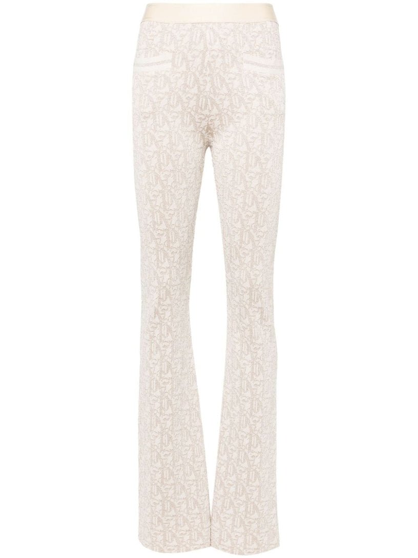 Palm Angels Monogram Jacquard Knitted Trousers Beige - Supplied FashionPALM ANGELS