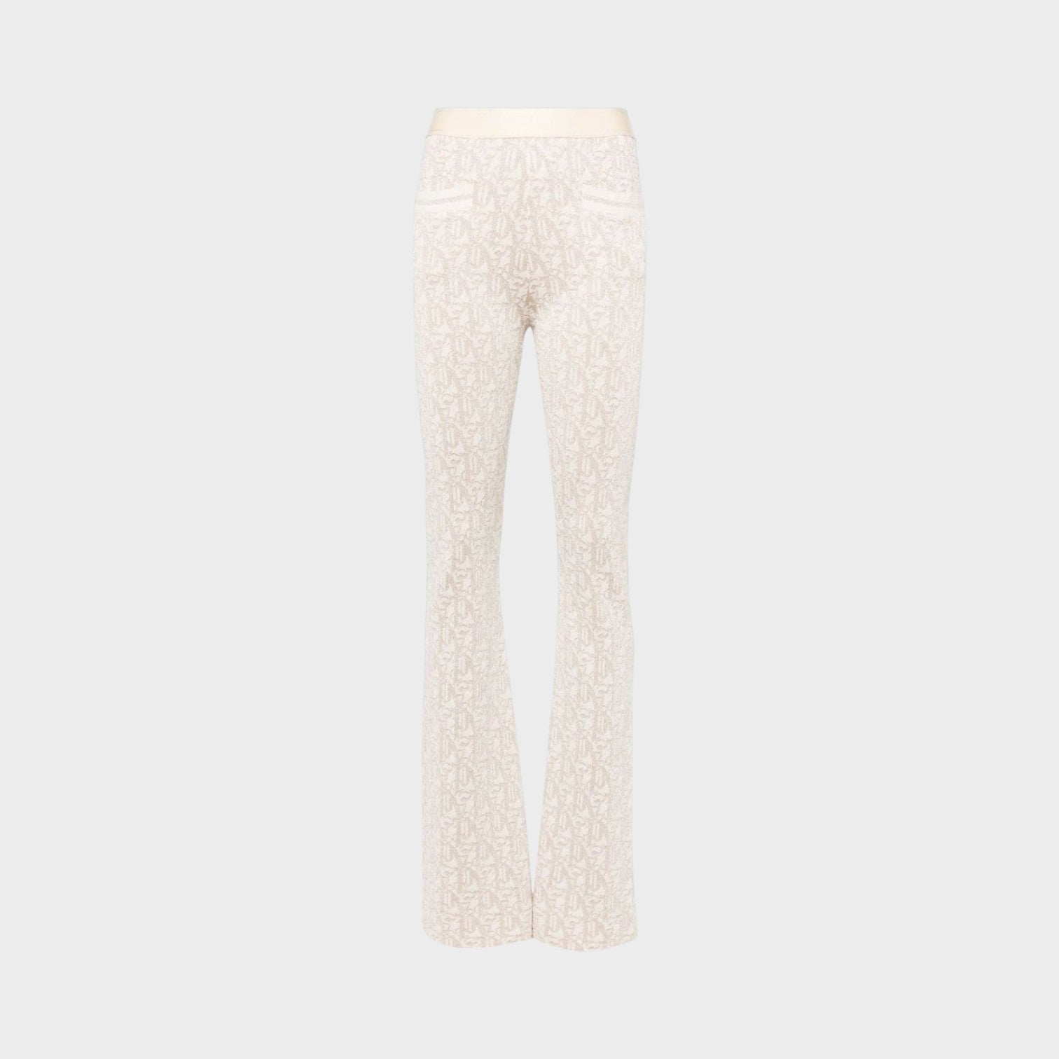 Monogram Jacquard Knitted Trousers Beige | Palm Angels