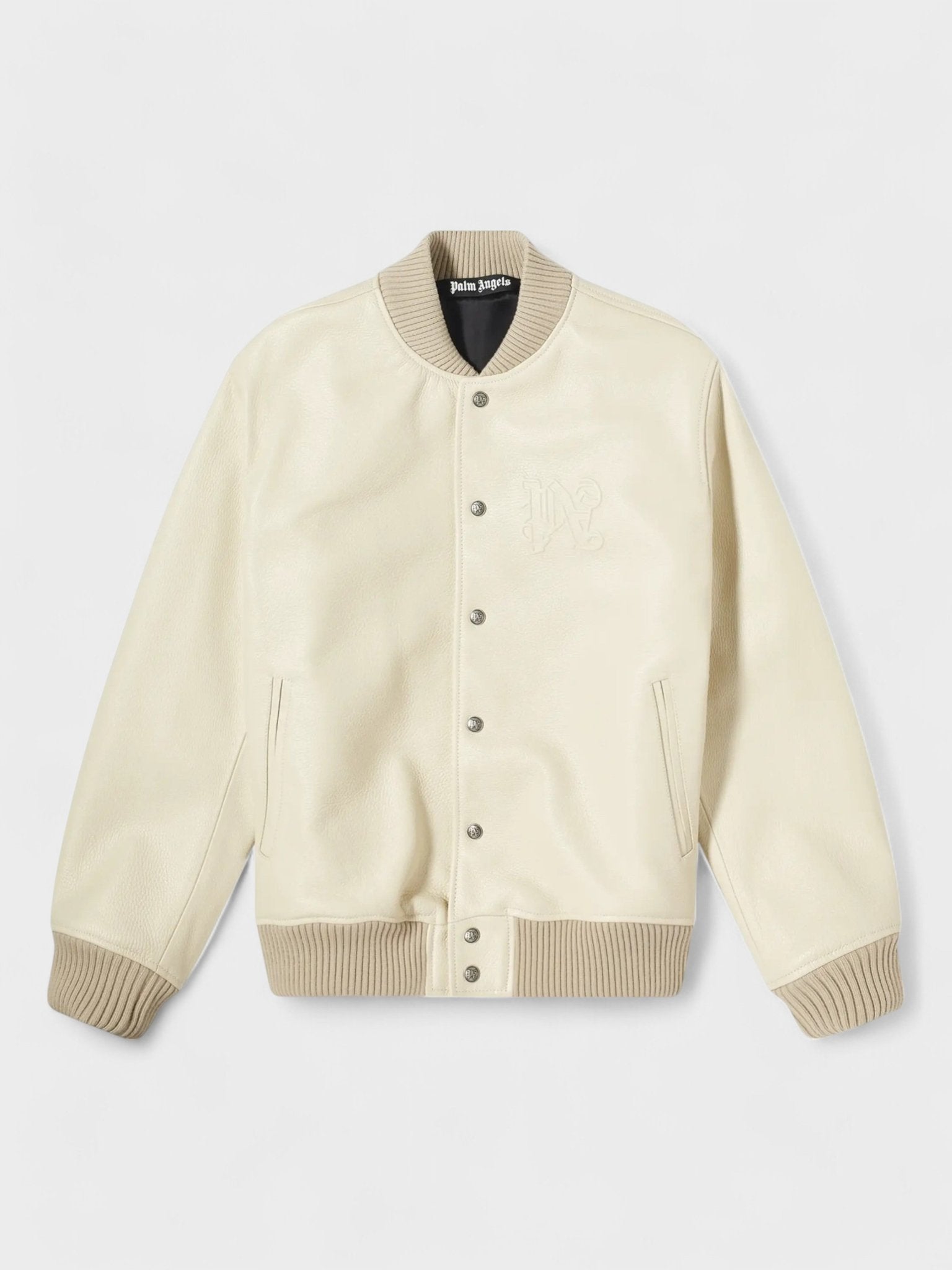 Palm Angels Monogram Leather Bomber Light Beige - Supplied FashionPalm Angels