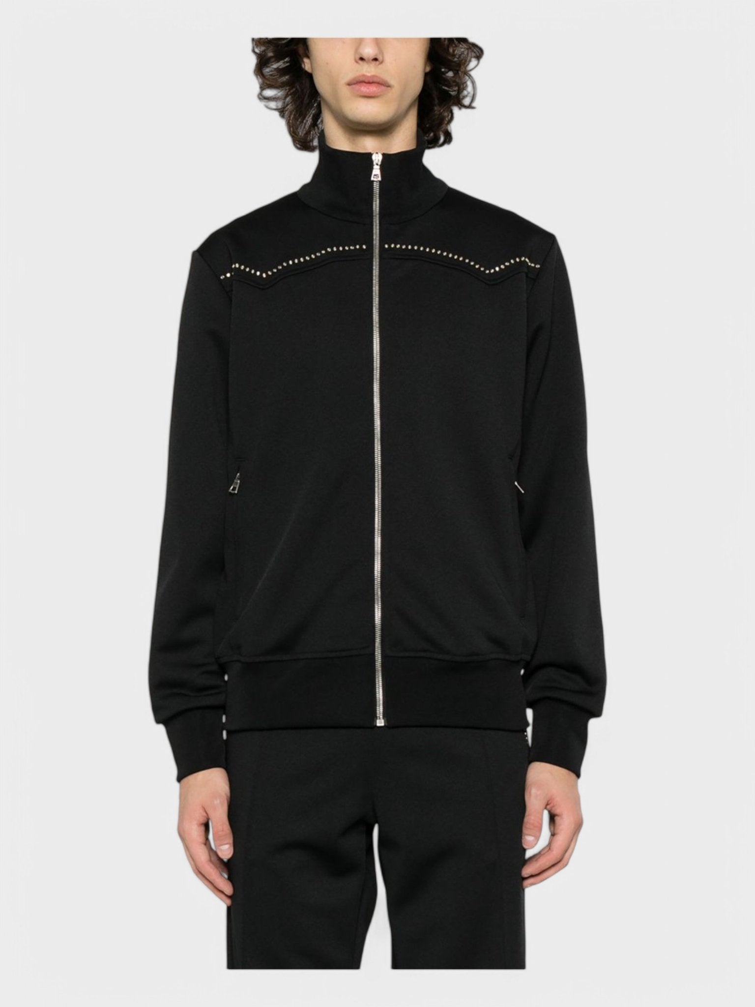 Palm Angels Monogram Stud Track Jacket 'Black/Silver' - Supplied FashionPalm Angels