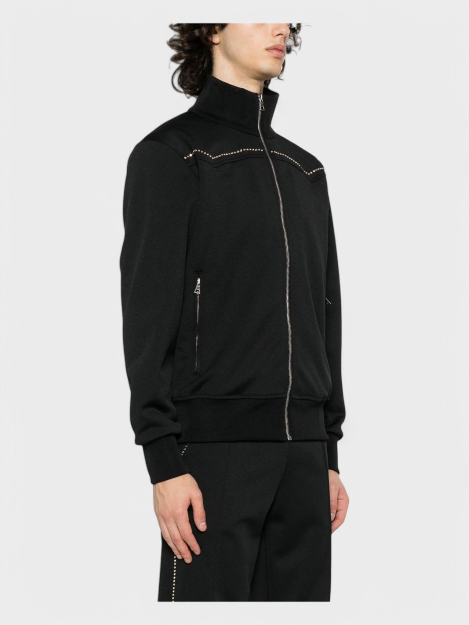 Palm Angels Monogram Stud Track Jacket 'Black/Silver' - Supplied FashionPalm Angels