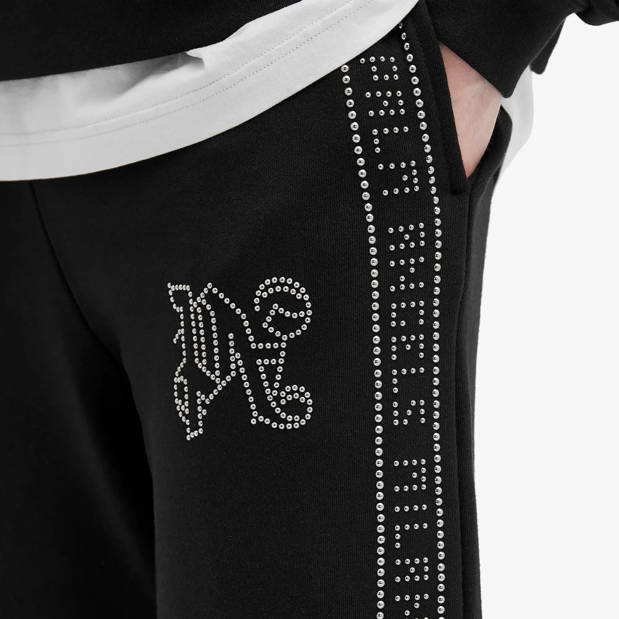 Palm Angels Monogram Studded Sweatpants Black - Supplied FashionPALM ANGELS