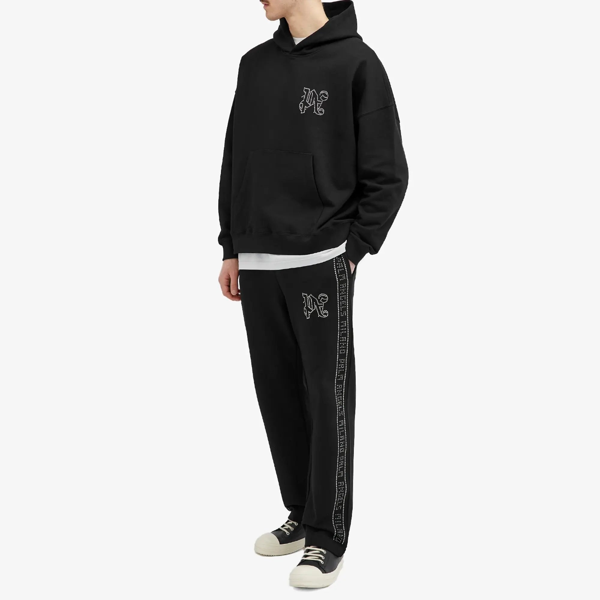 Palm Angels Monogram Studded Sweatpants Black - Supplied FashionPALM ANGELS