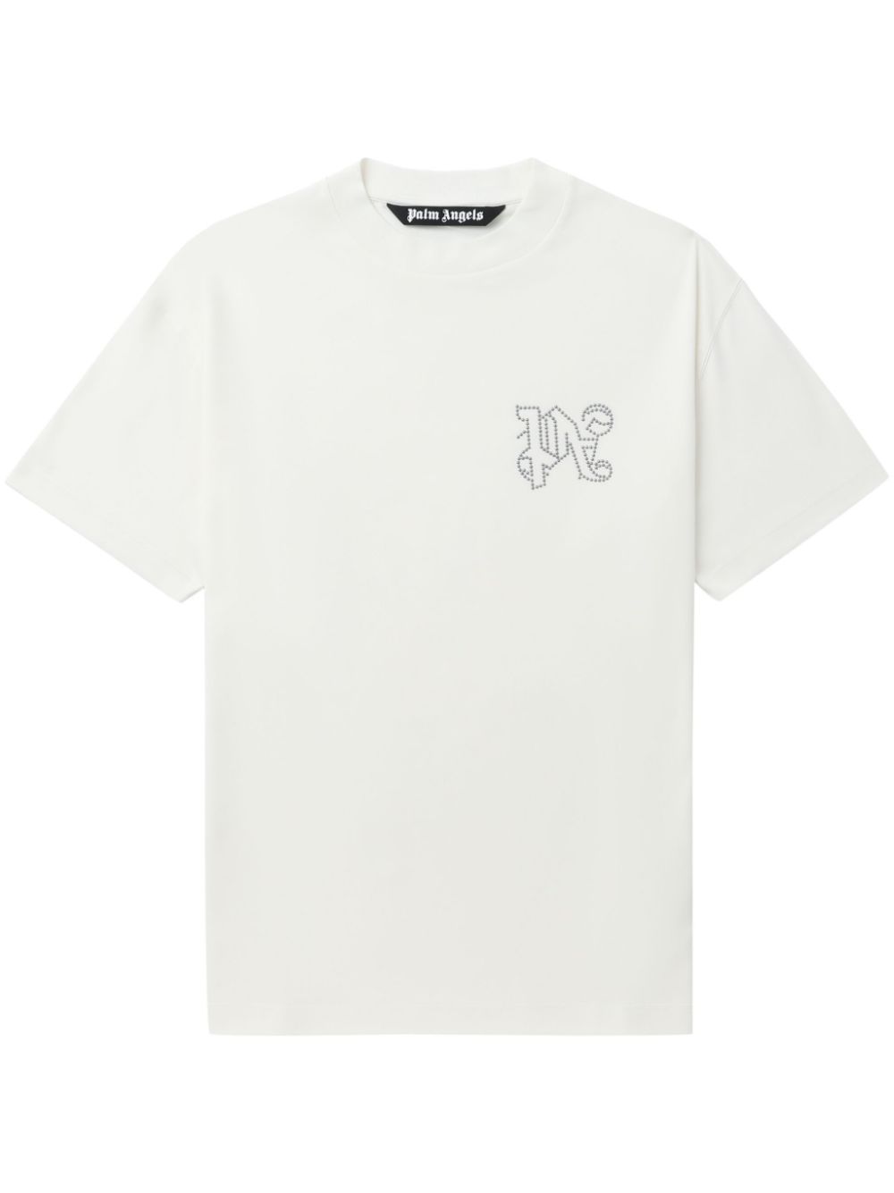 Palm Angels Monogram Studded T Shirt White - Supplied FashionPALM ANGELS