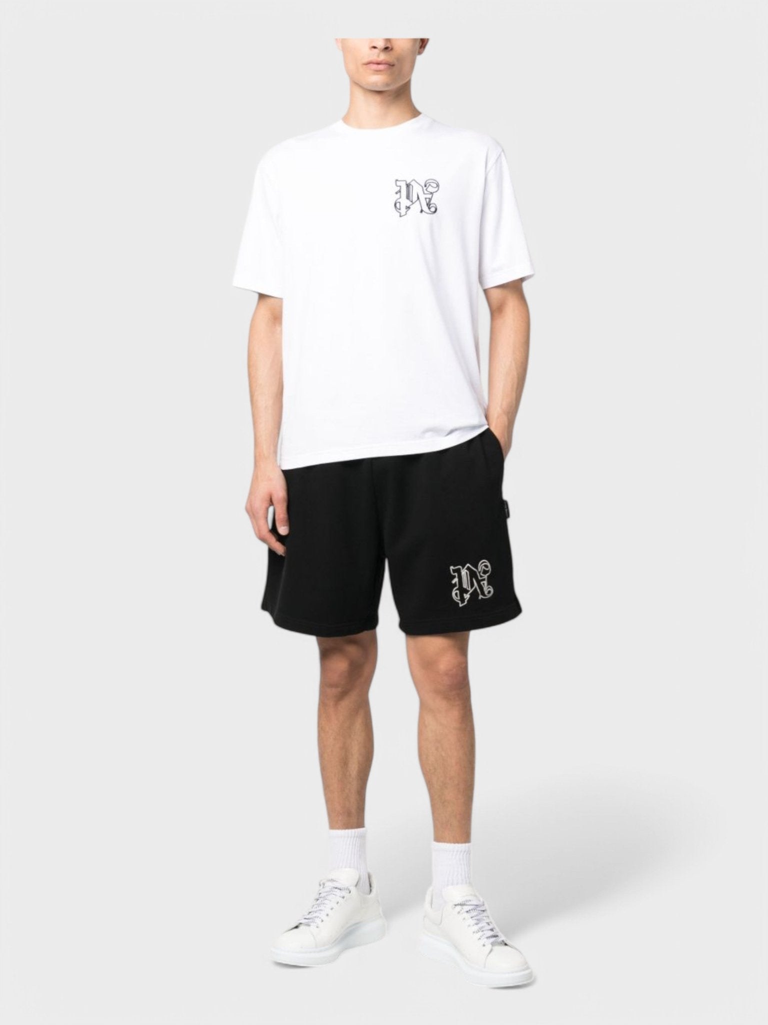 Palm Angels Monogram Sweatshorts 'Black/Off White' - Supplied FashionPalm Angels