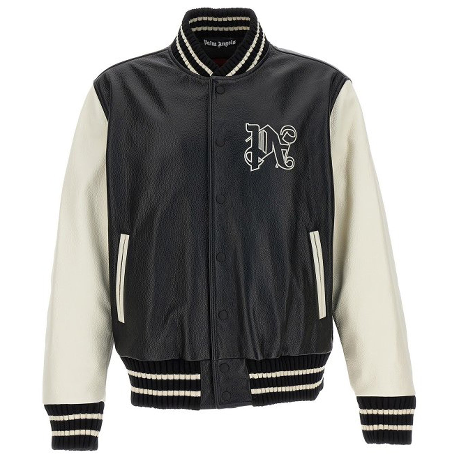 Palm Angels Monogram Varsity Jacket Black Off White - Supplied FashionPALM ANGELS