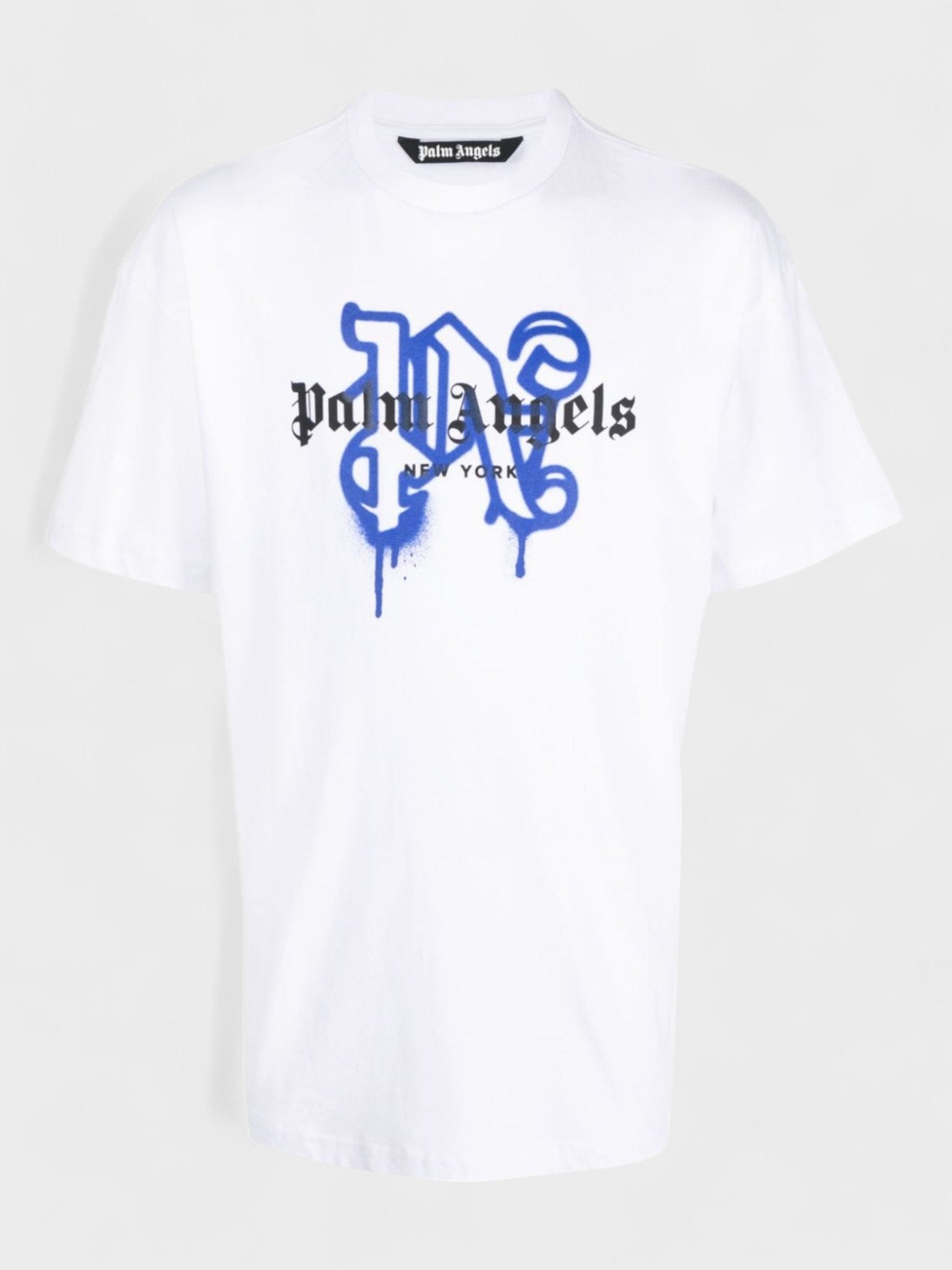 Palm Angels New York Monogram Spray T Shirt White Blue L - Supplied FashionPalm Angels