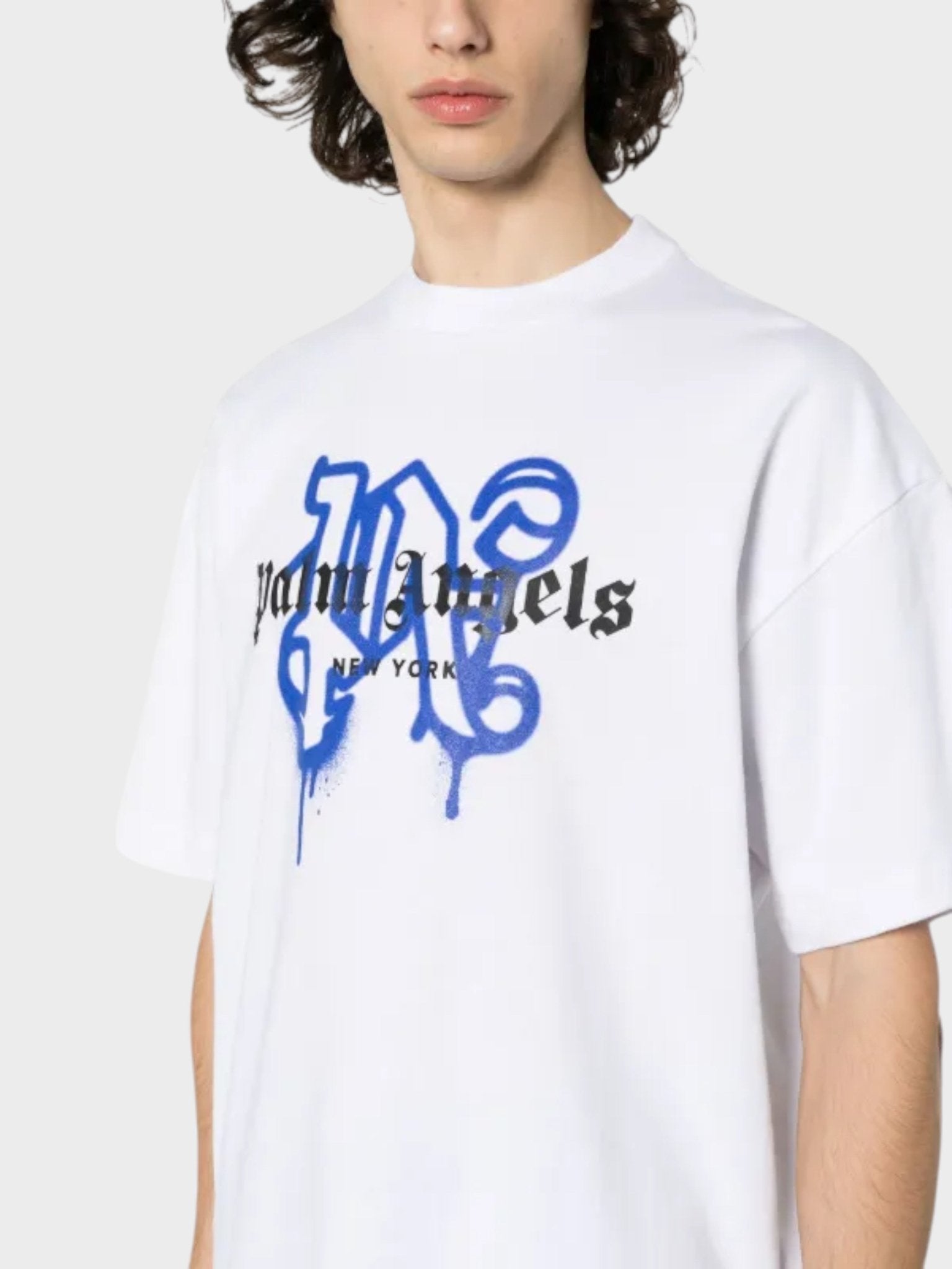 Palm Angels NY Monogram Spray Tee White - Supplied FashionPalm Angels