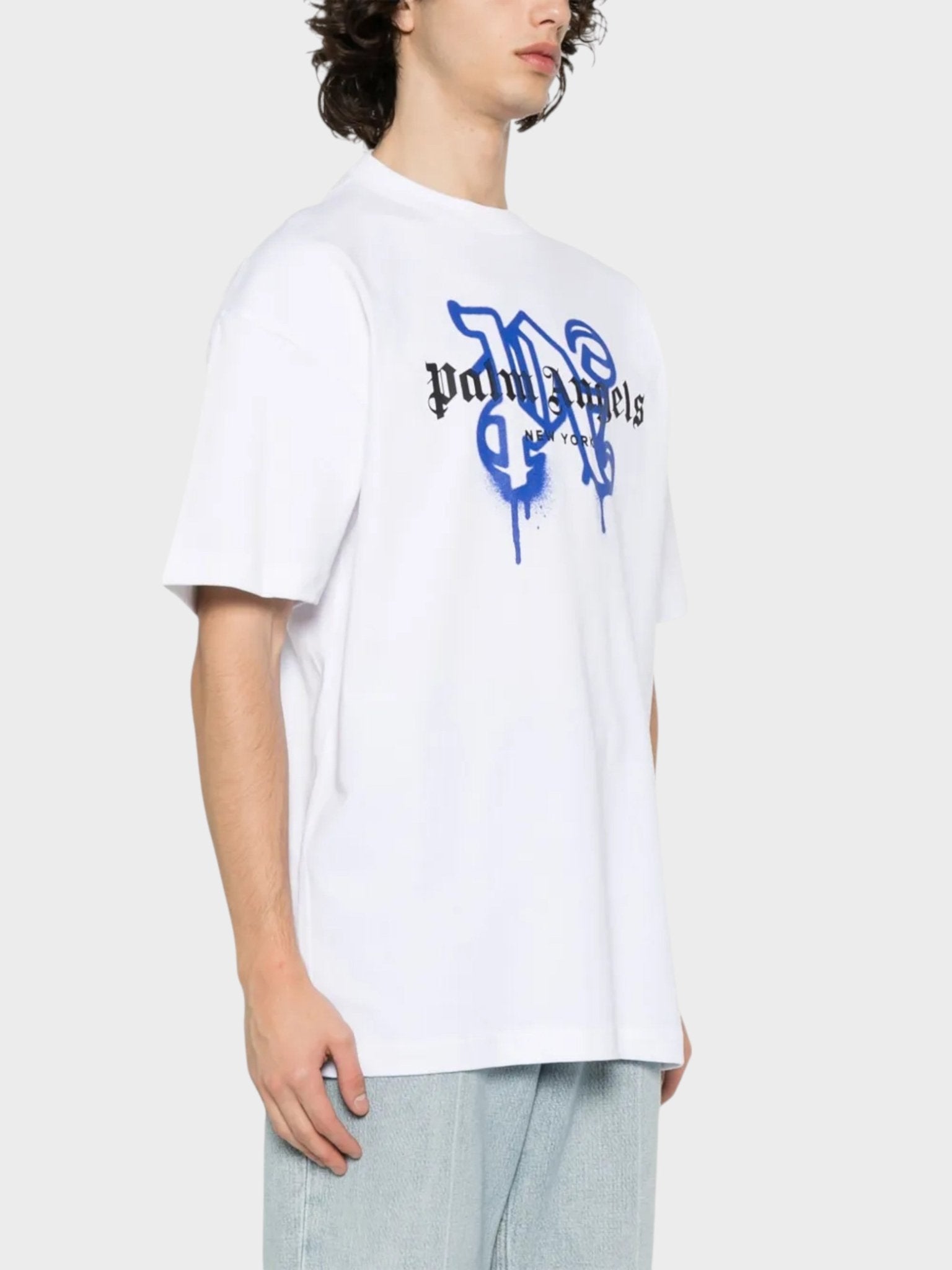 Palm Angels NY Monogram Spray Tee White - Supplied FashionPalm Angels