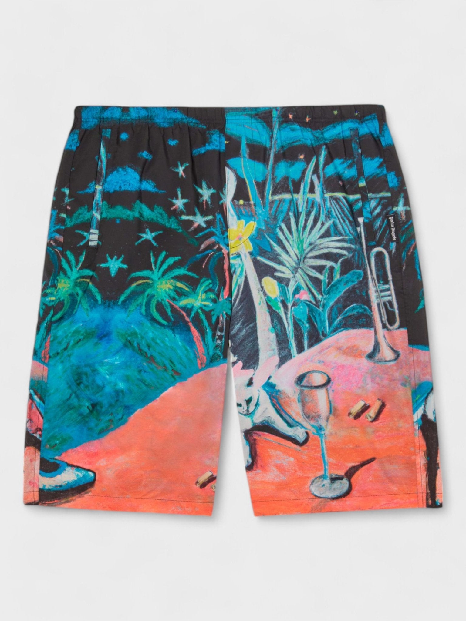 Palm Angels Oil On Canvas Long Swimshorts Multi - Supplied FashionPalm Angels