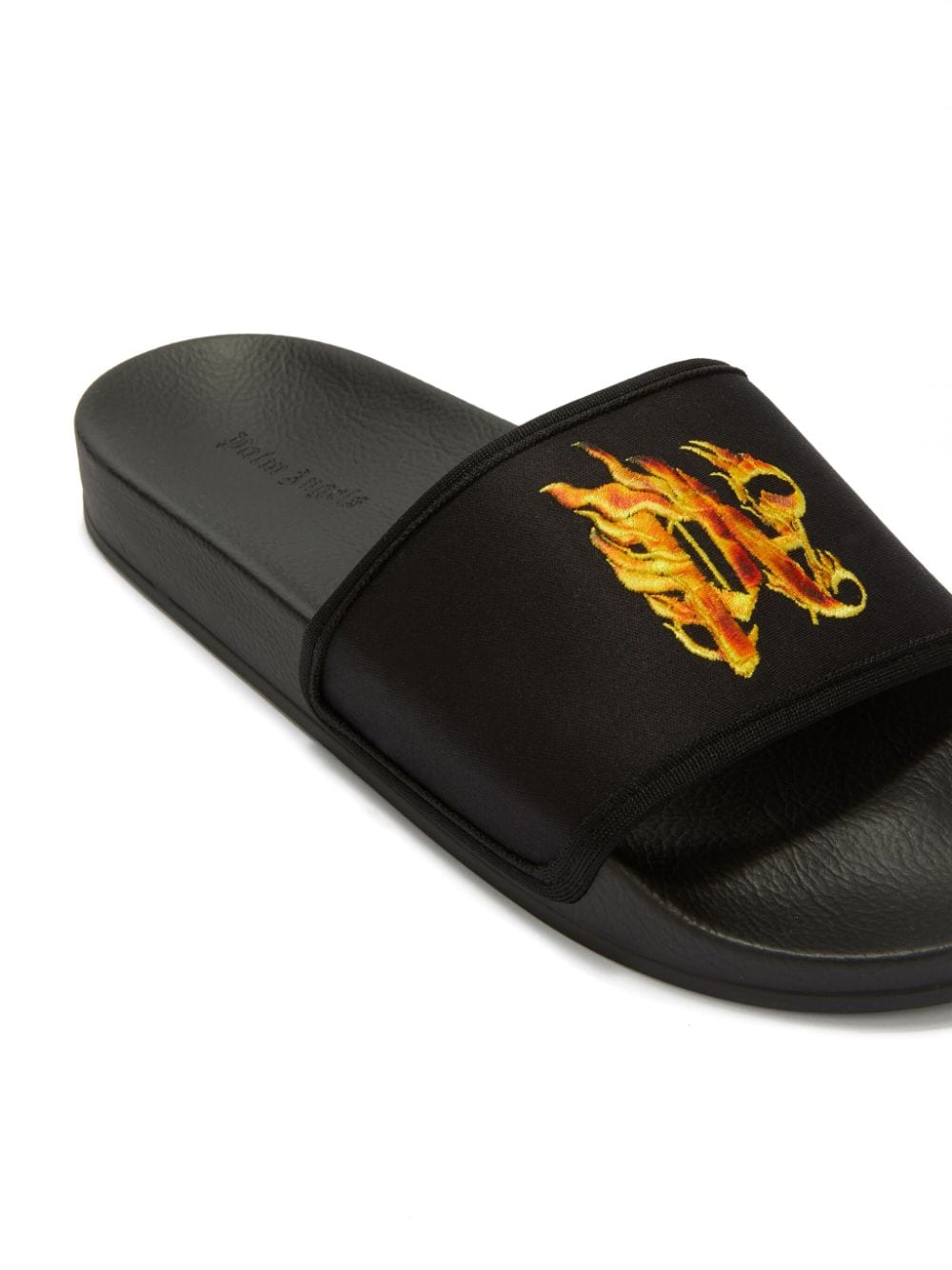 Palm Angels Pa Monogram Flame Pool Slides Black - Supplied FashionPalm Angels