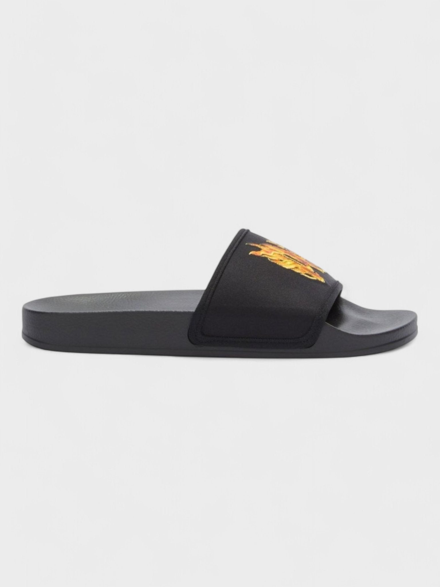 Palm Angels Pa Monogram Flame Pool Slides Black - Supplied FashionPalm Angels