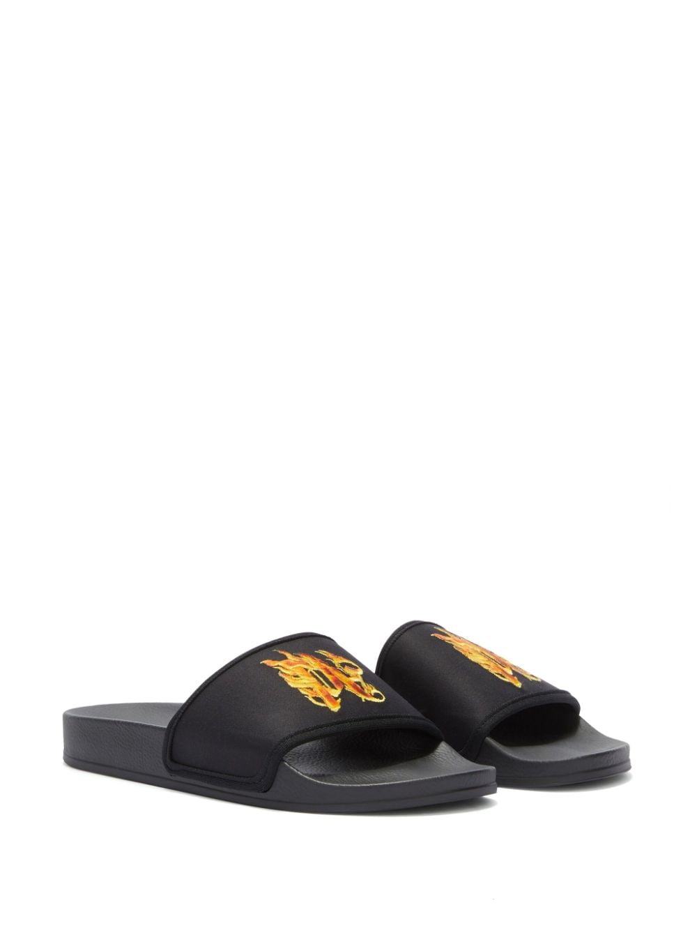 Palm Angels Pa Monogram Flame Pool Slides Black - Supplied FashionPalm Angels