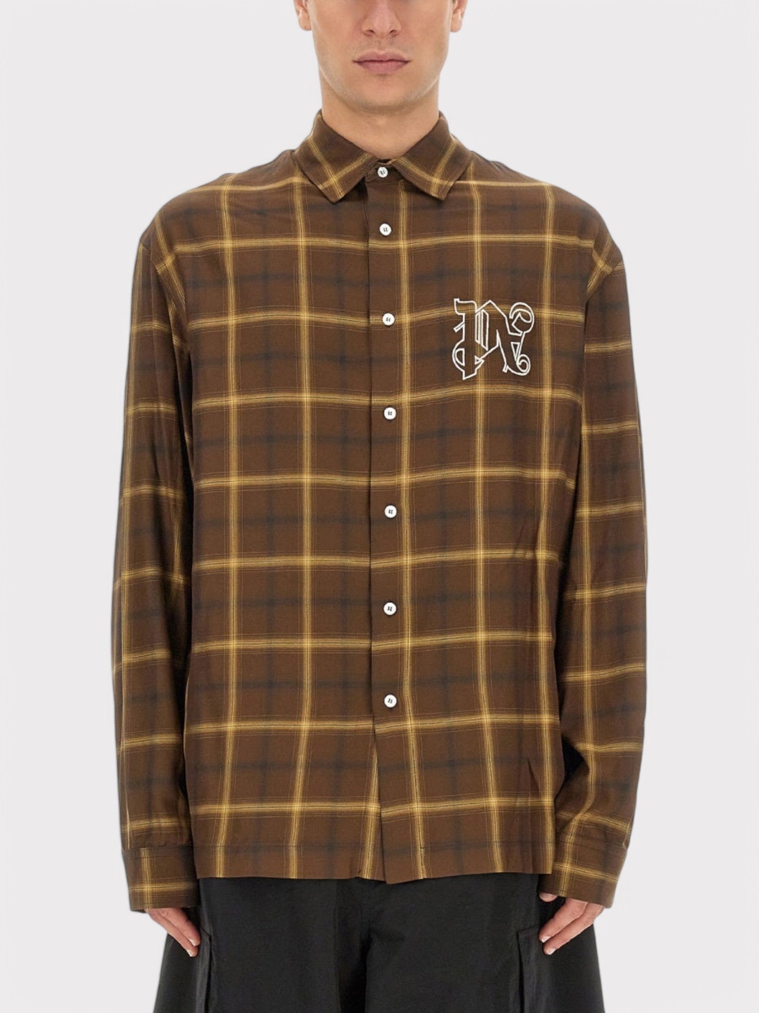 Palm Angels PA Monogram Shirt Brown - Supplied FashionPalm Angels