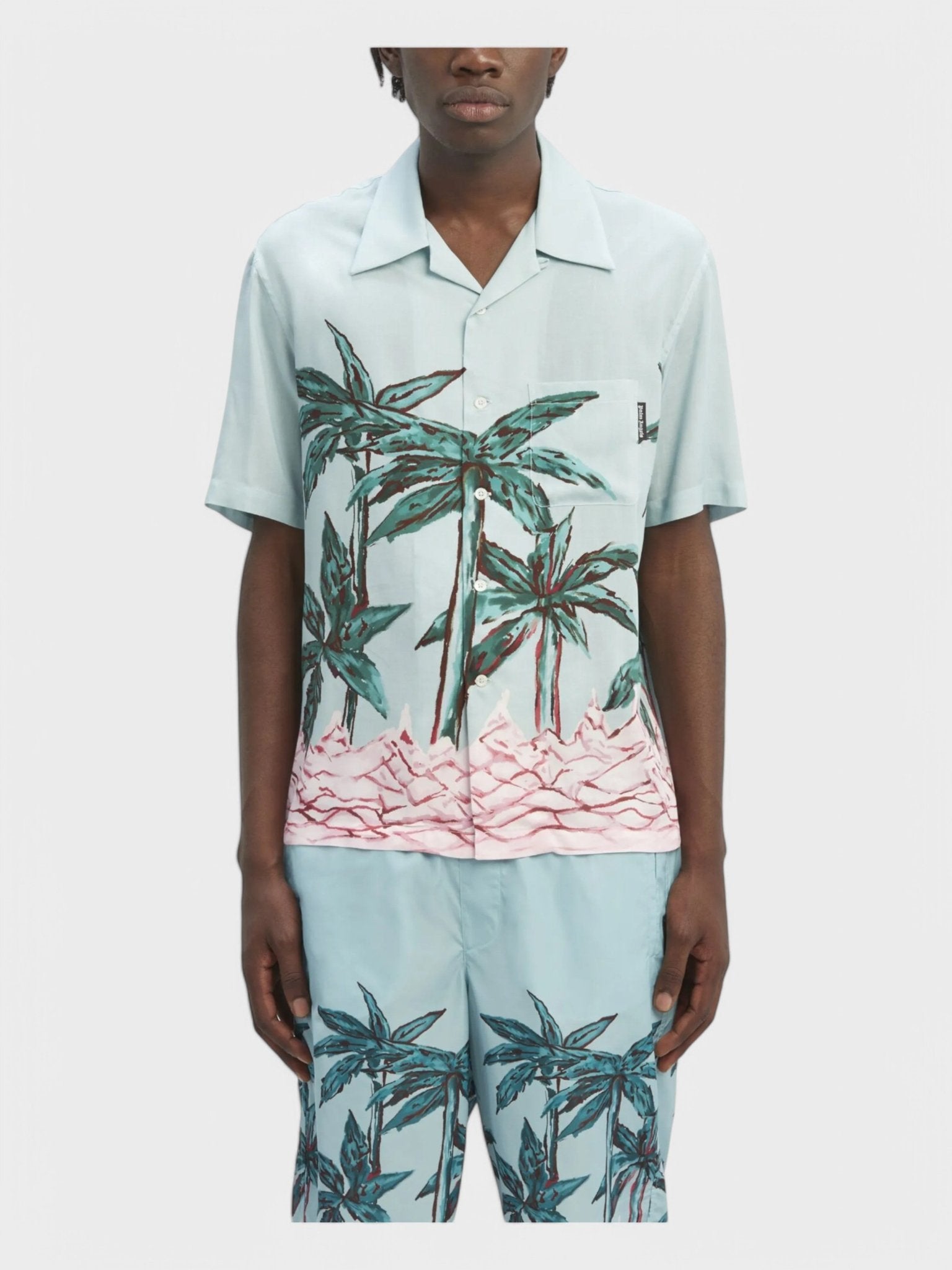 Palm Angels Palms Row Button Up Bowling Shirt 'Light Blue/Green' - Supplied FashionPalm Angels