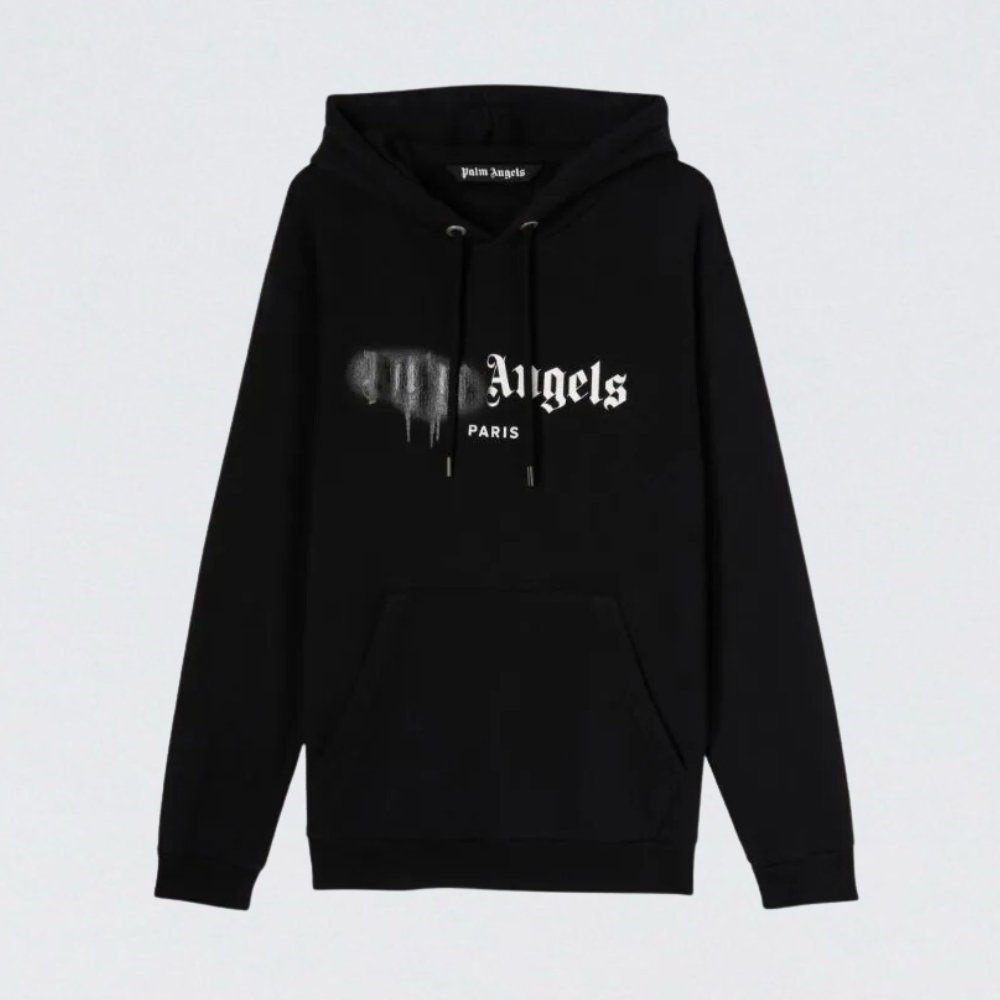 Palm Angels Paris Sprayed Hoodie Black - Supplied LuxuryPalm Angels