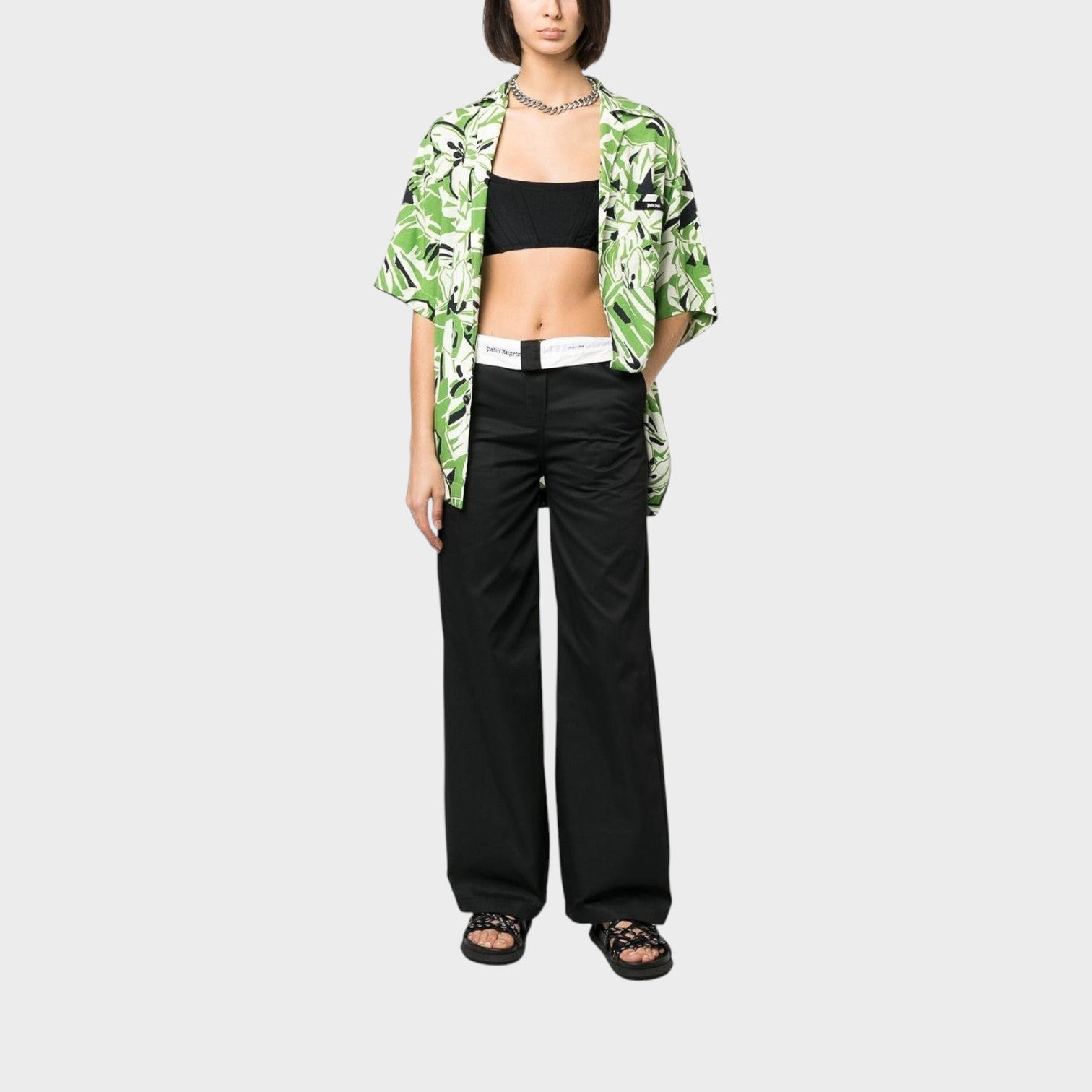 Palm Angels Reversed Wasitband Chino Pants Black | Palm Angels