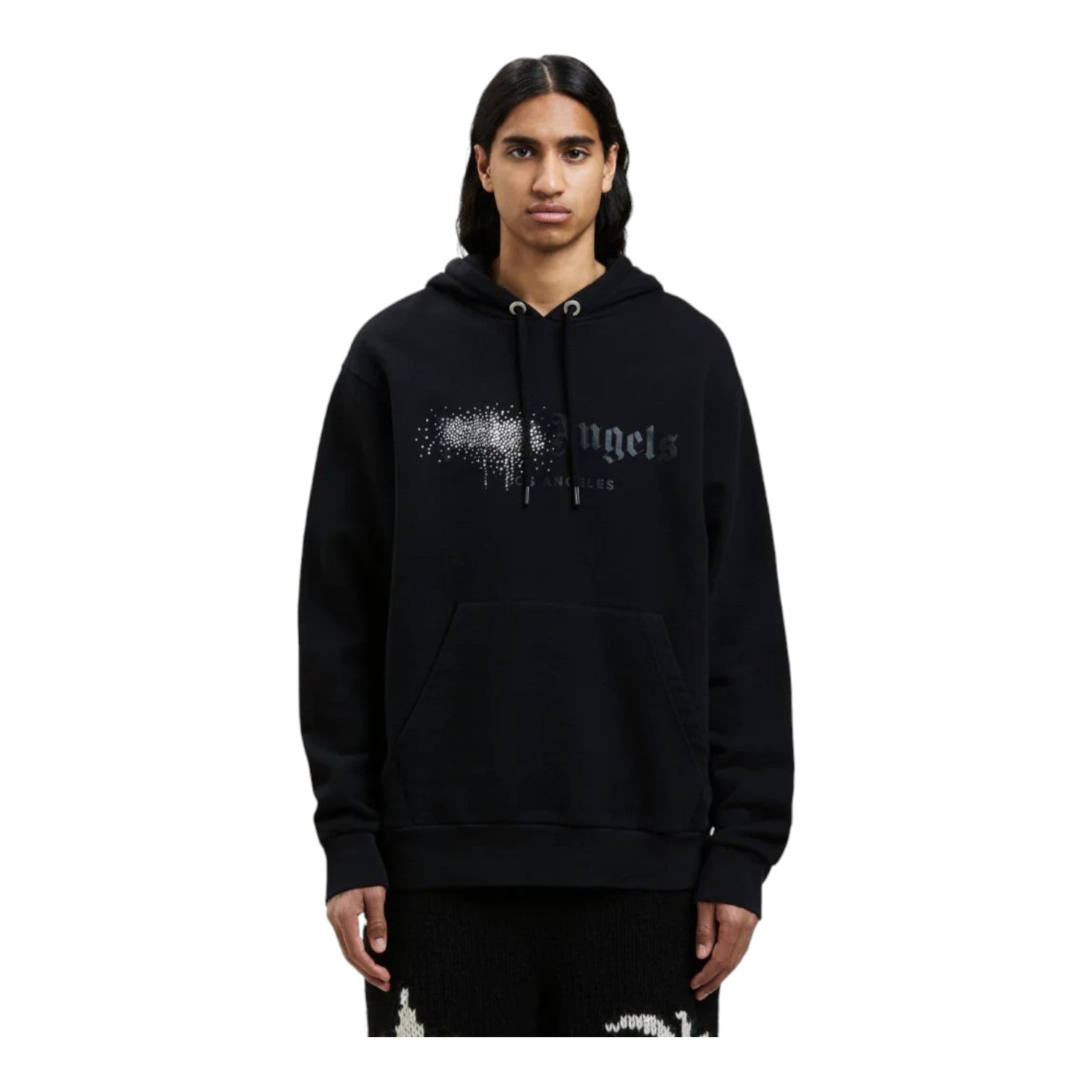 Palm Angels Rhinestone Sprayed Hoodie Black/Black - Supplied LuxuryPalm Angels