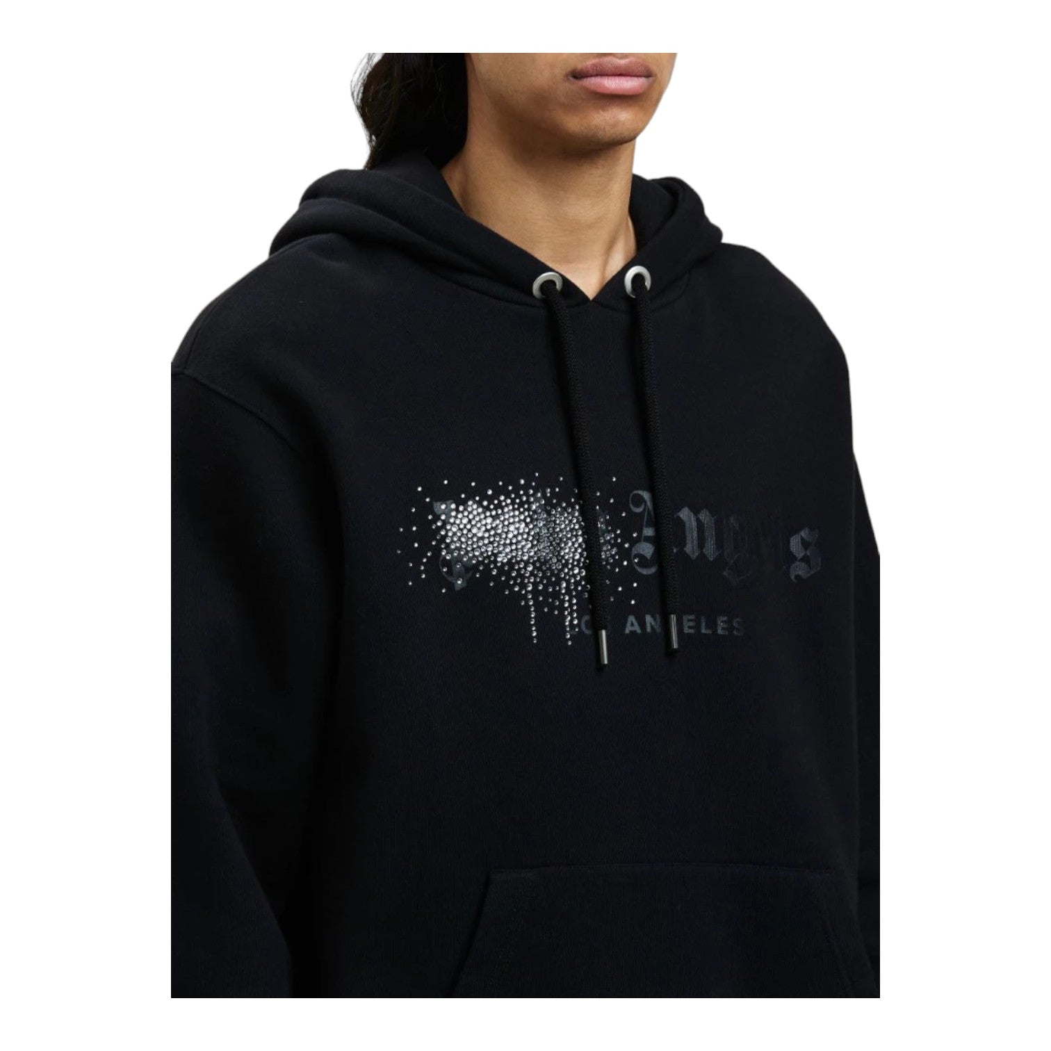 Palm Angels Rhinestone Sprayed Hoodie Black/Black - Supplied LuxuryPalm Angels