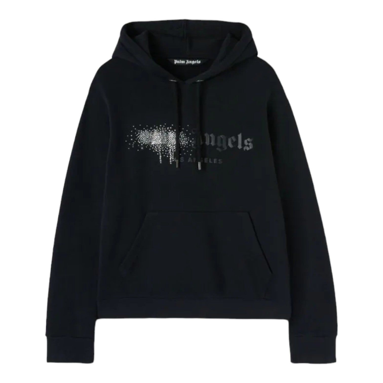 Palm Angels Rhinestone Sprayed Hoodie Black/Black - Supplied LuxuryPalm Angels