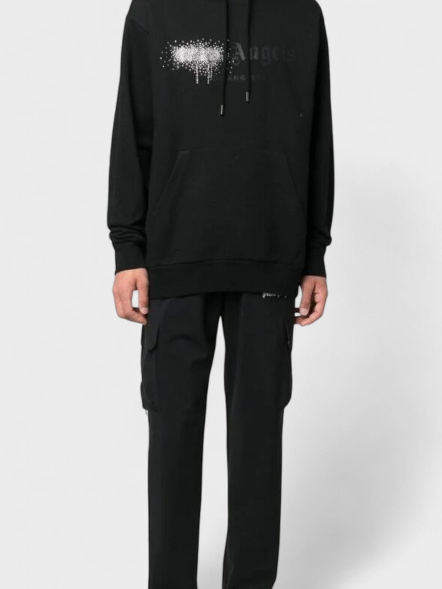 Palm Angels Rhinestone Sprayed Hoodie Black - Supplied FashionPalm Angels