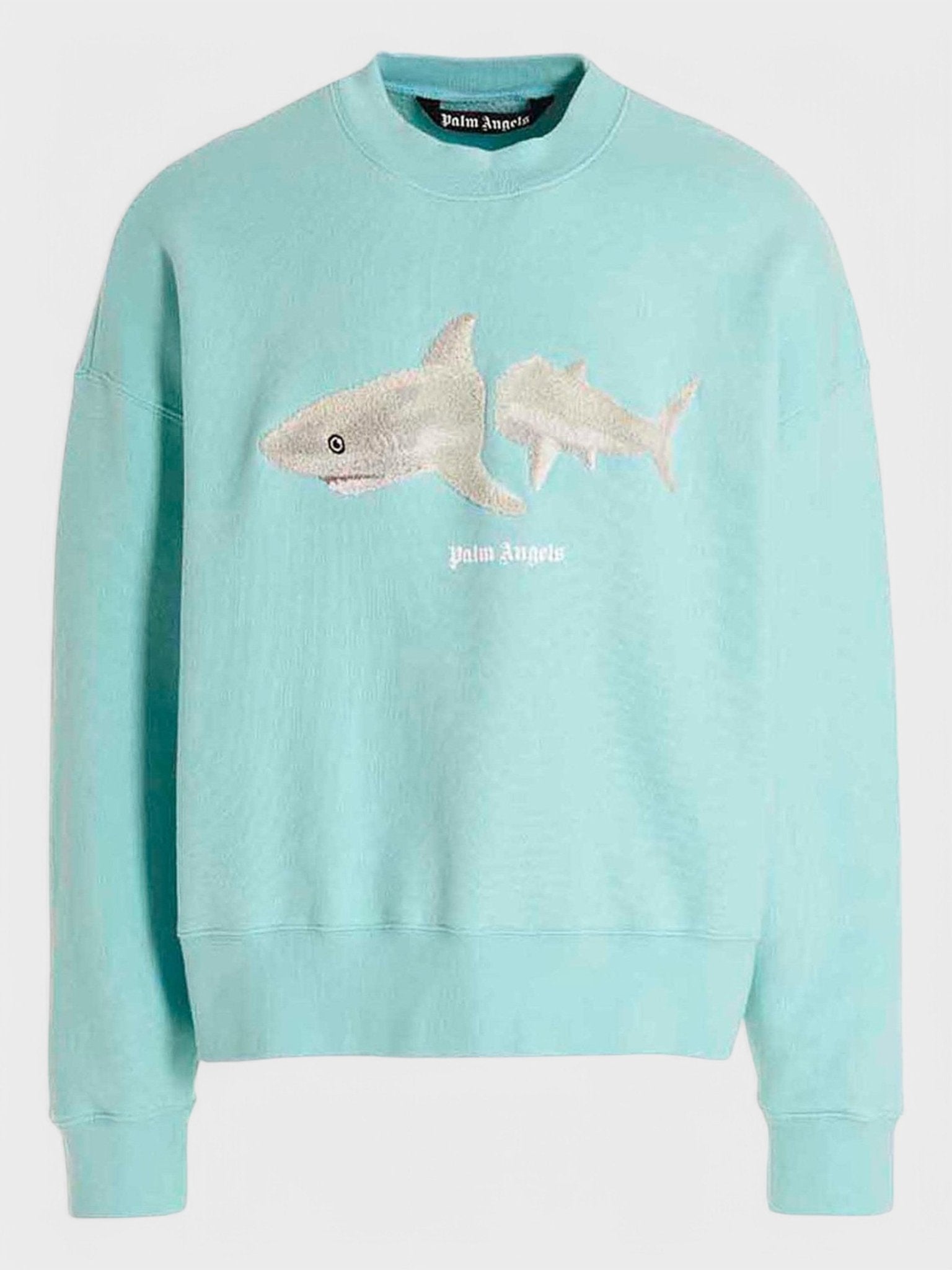 Palm Angels Shark Crewneck Sweater Light Blue/White - Supplied FashionPALM ANGELS