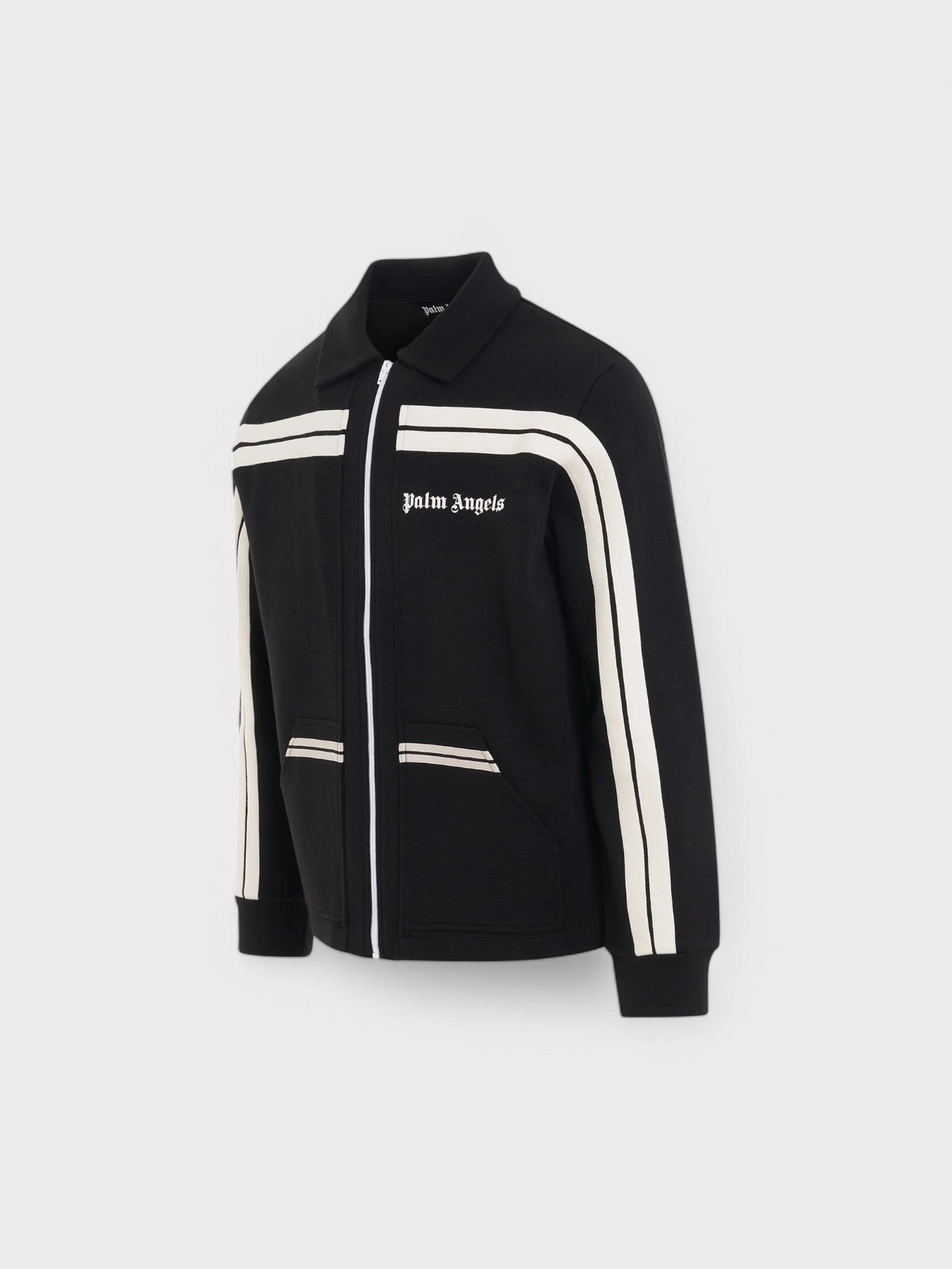 Palm Angels Shirt Collar Knit Track Jacket Black - Supplied FashionPalm Angels