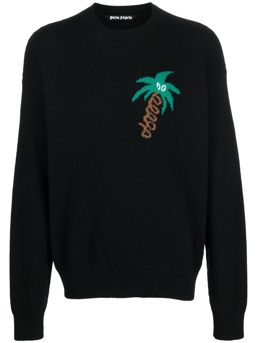 Palm Angels Sketchy Intarsia Knit Sweater Black Green - Supplied FashionPALM ANGELS