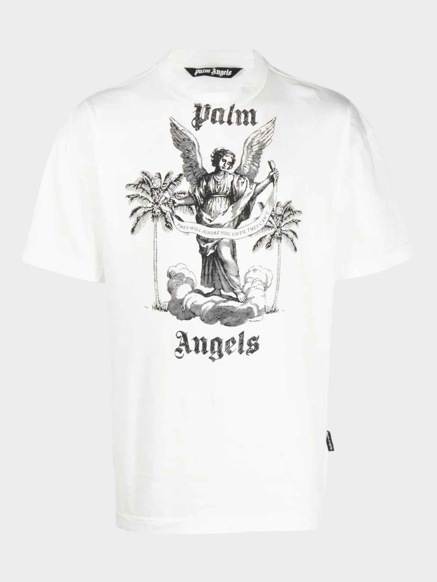 Palm Angels Slogan-Print Cotton T-Shirt White - Supplied LuxuryPalm Angels