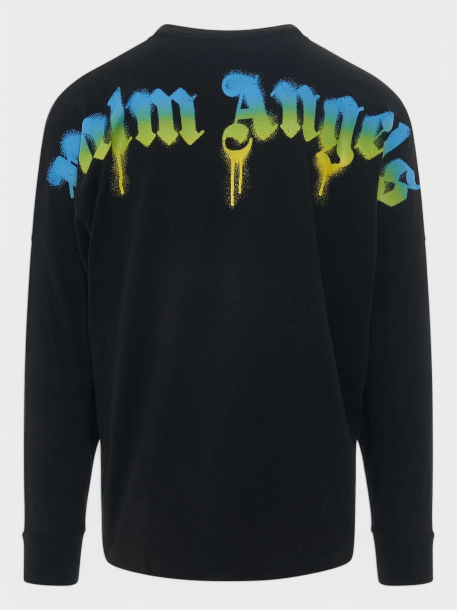 Palm Angels Sprayed Palm Logo Over Longsleeve T-Shirt Black/Green - Supplied FashionPALM ANGELS