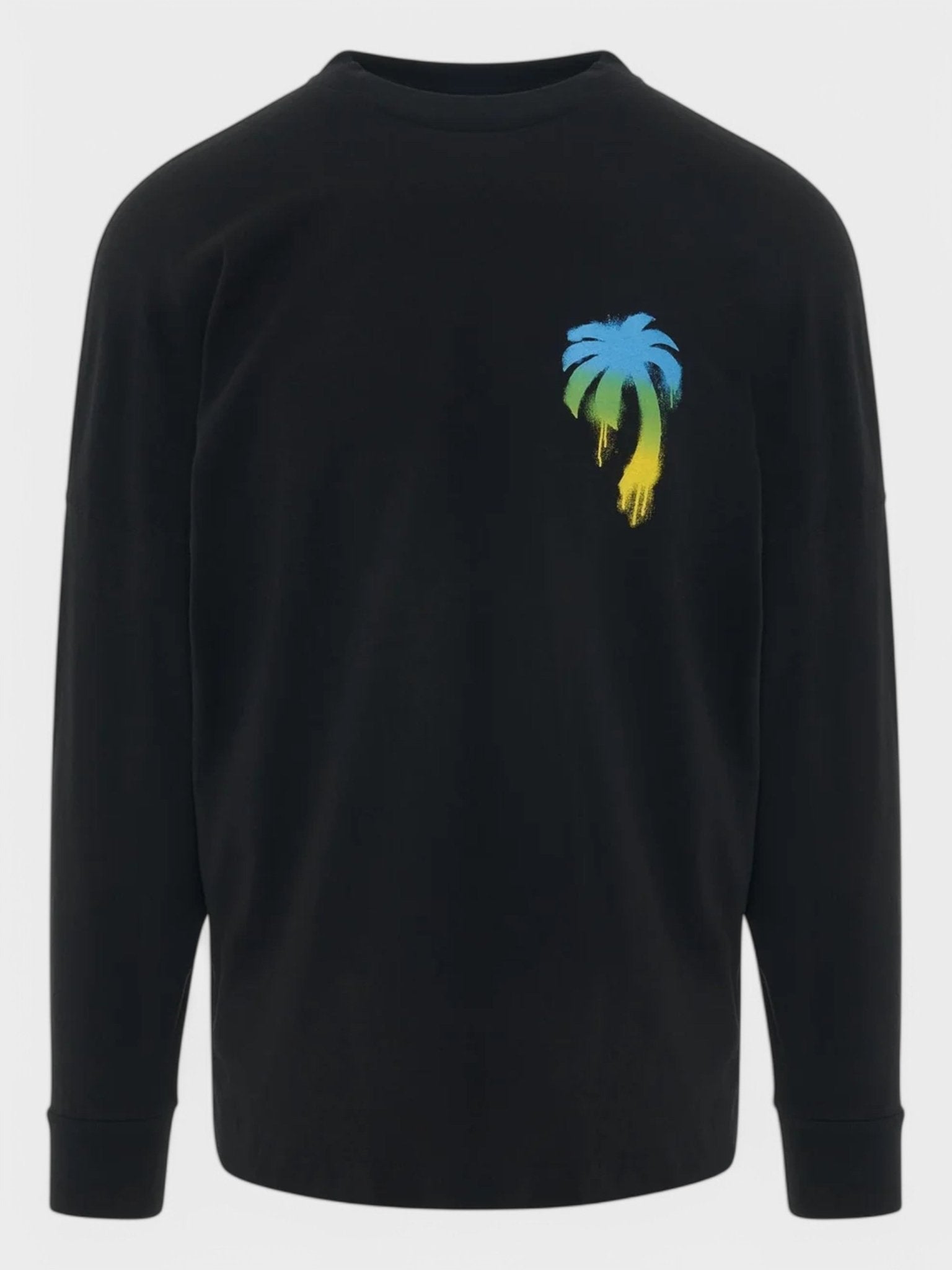 Palm Angels Sprayed Palm Logo Over Longsleeve T-Shirt Black/Green - Supplied FashionPALM ANGELS