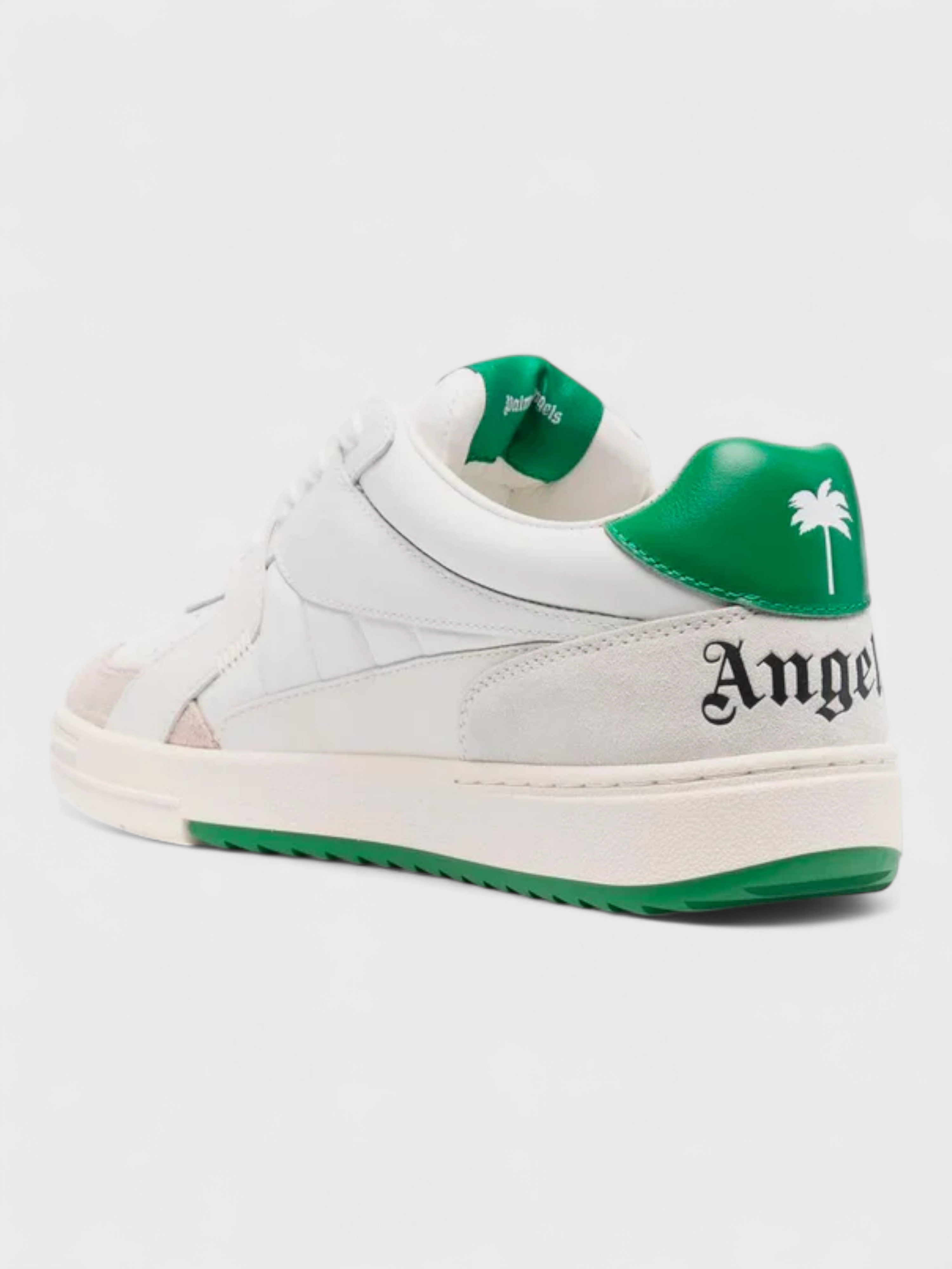 Palm Angels University Suede Trimmed Sneakers White Green