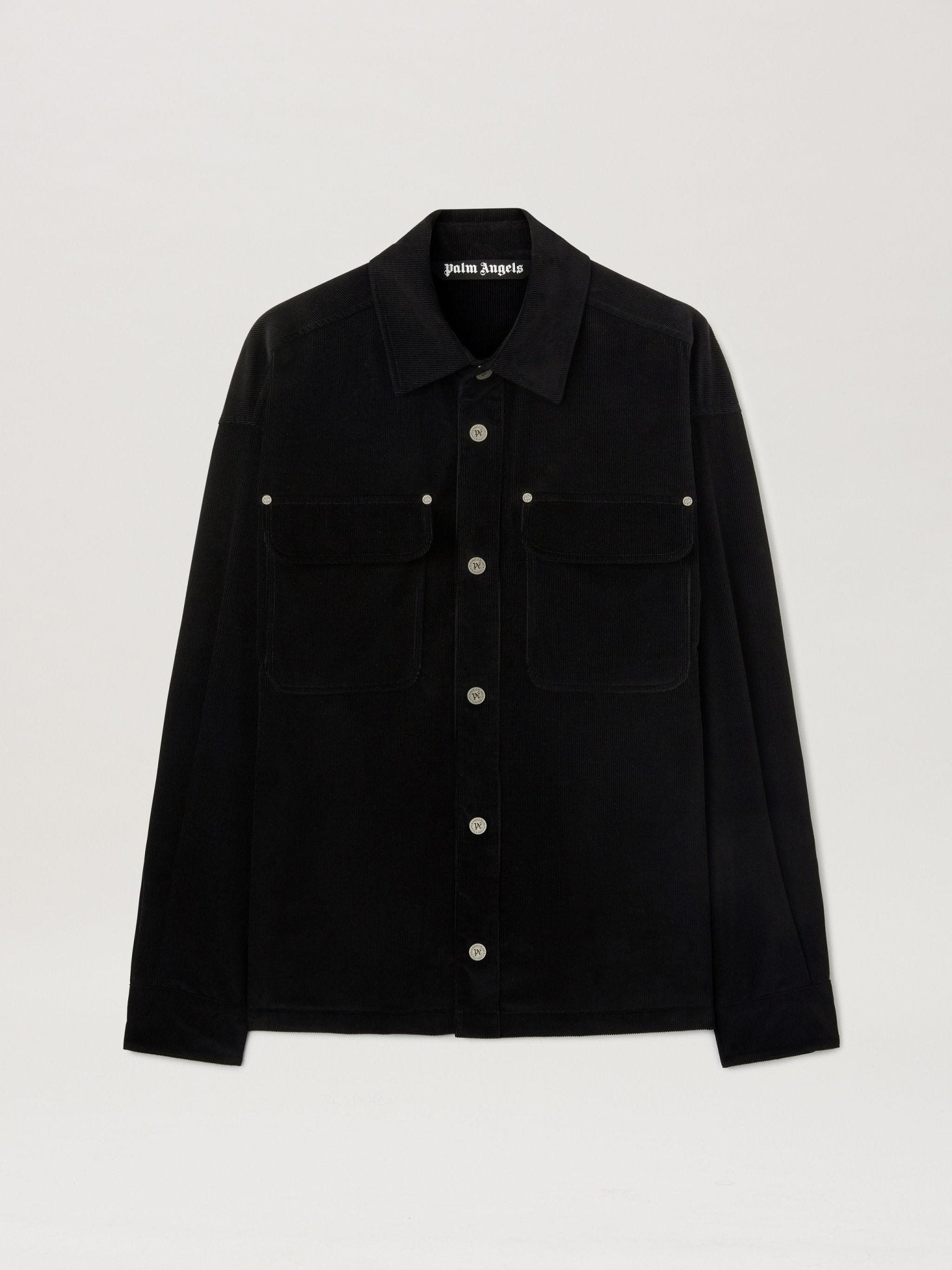 Palm Angels Velvet Back Logo Overshirt Black - Supplied FashionPALM ANGELS