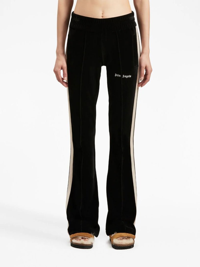 Palm Angels Velvet Flare Track Pants Black - Supplied FashionPALM ANGELS