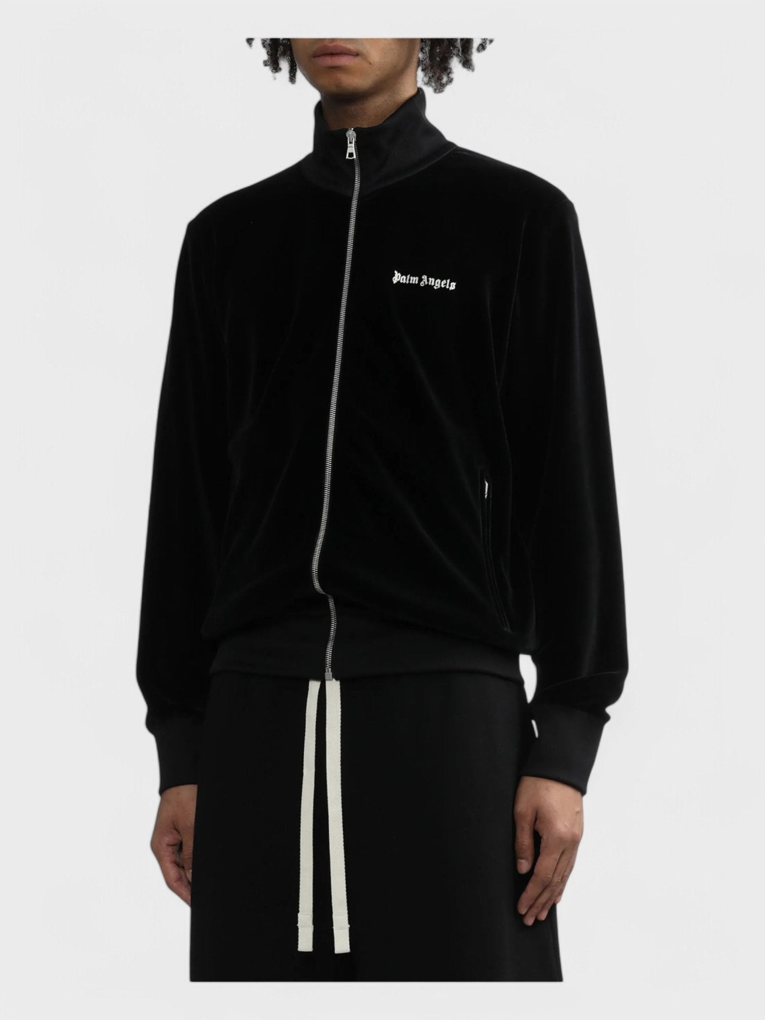 Palm Angels Velvet Track Jacket 'Black/White' - Supplied FashionPalm Angels