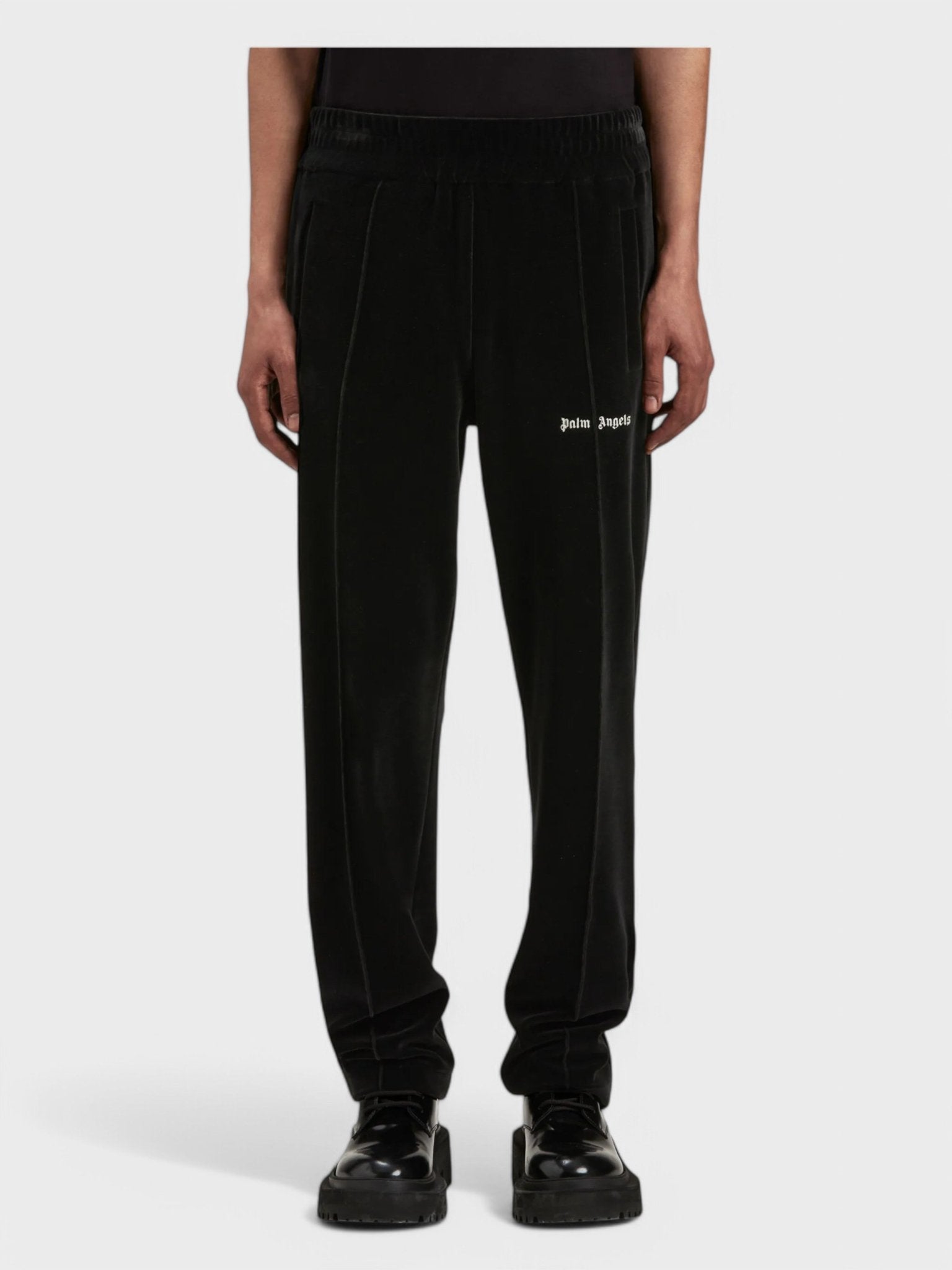 Palm Angels Velvet Track Pants 'Black/White' - Supplied FashionPalm Angels