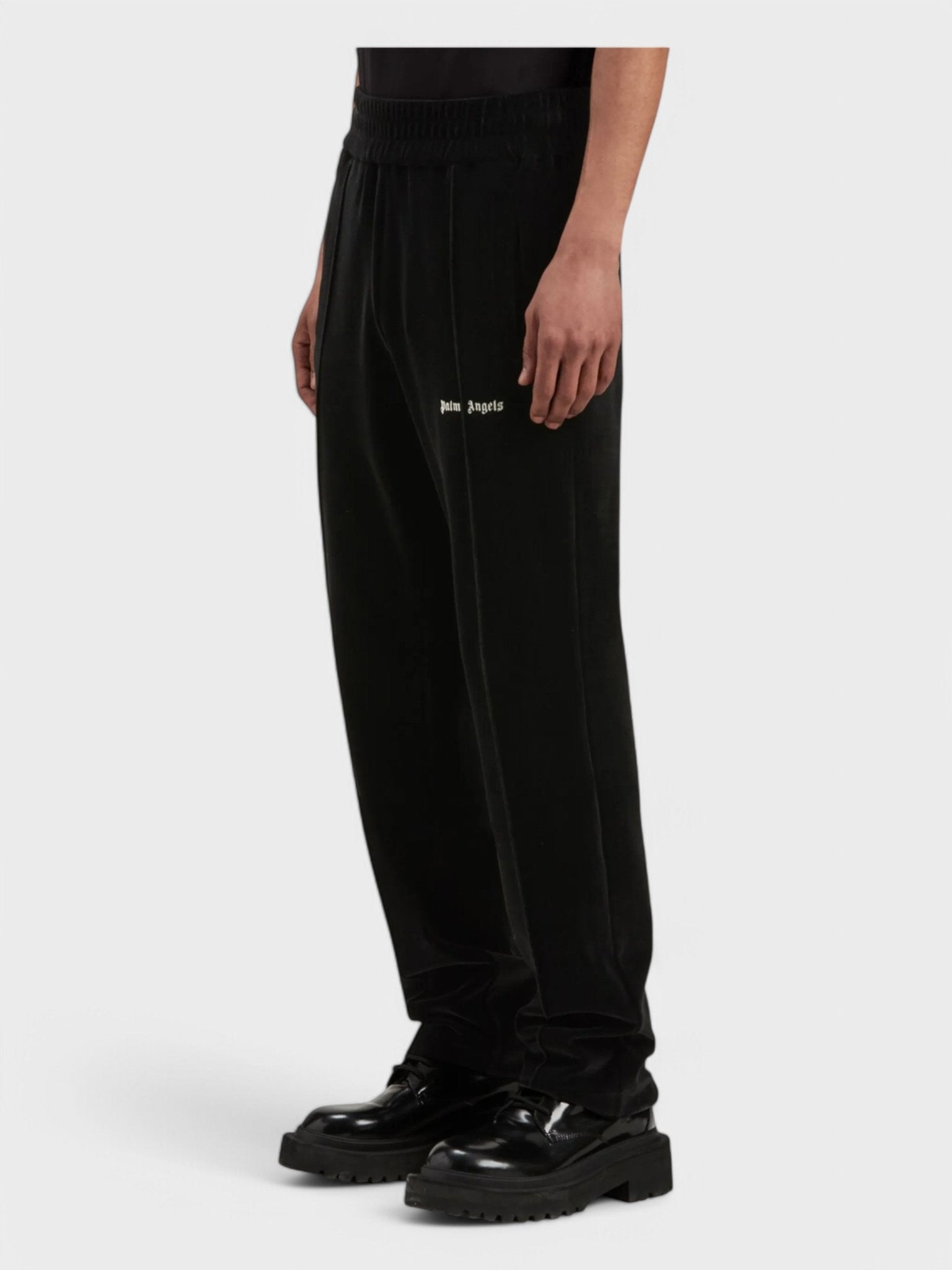 Palm Angels Velvet Track Pants 'Black/White' - Supplied FashionPalm Angels