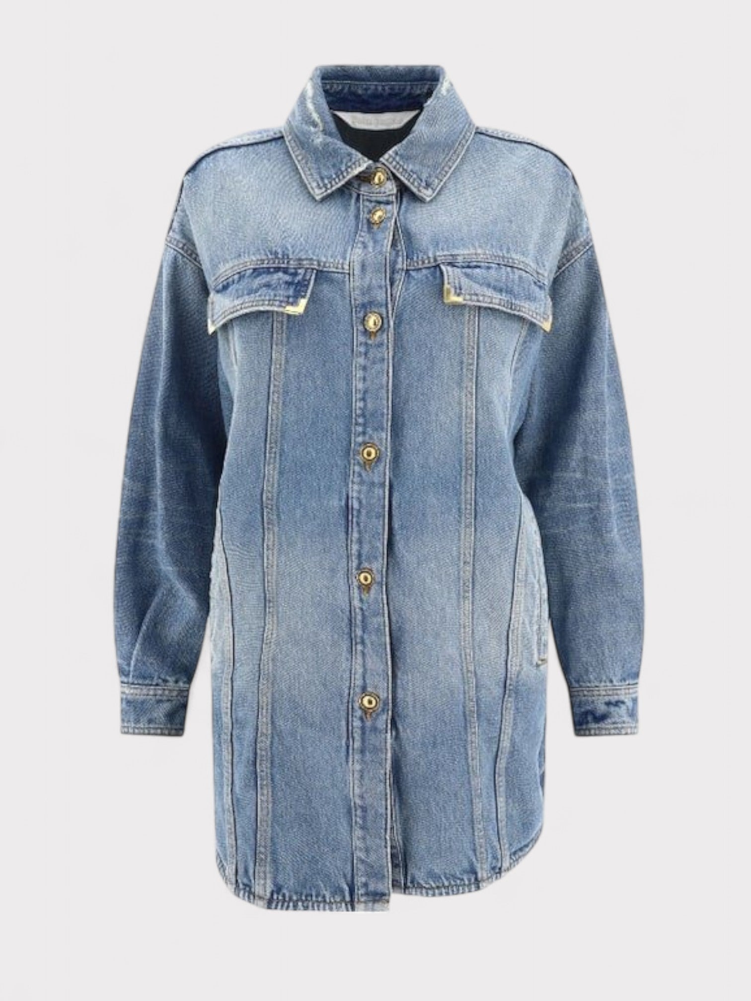 Palm Angels Washed Logo Denim Overshirt Blue - Supplied FashionPalm Angels