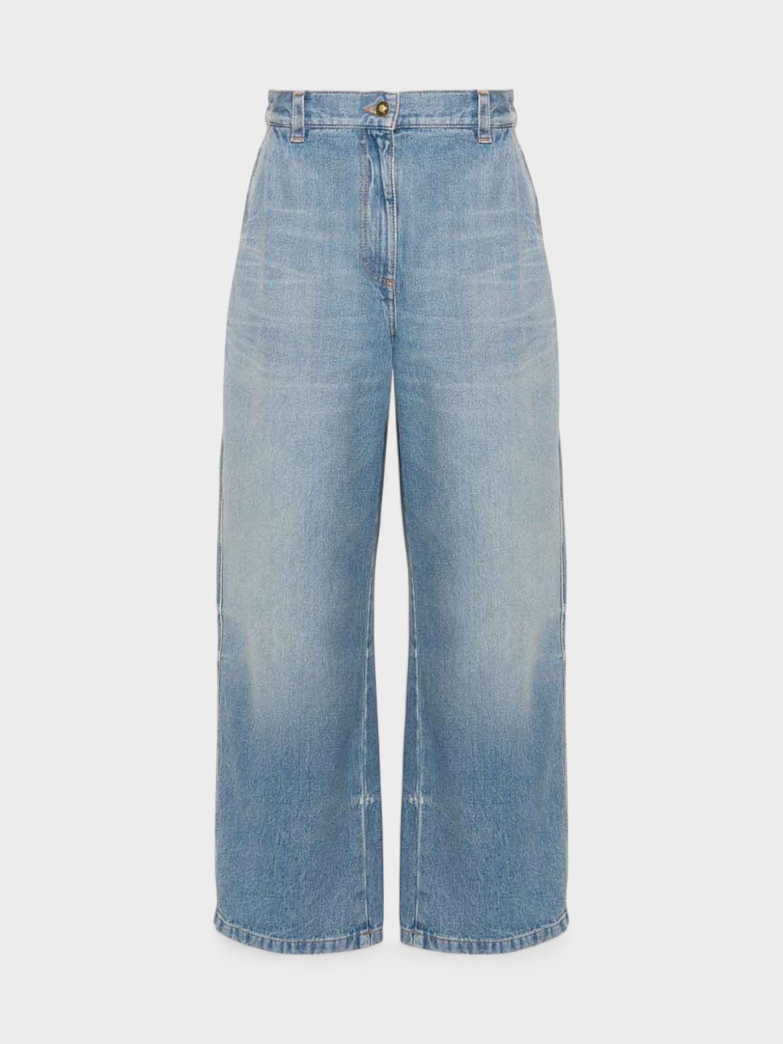 Palm Angels Washed Logo Wide Denim Jeans Blue - Supplied FashionPalm Angels