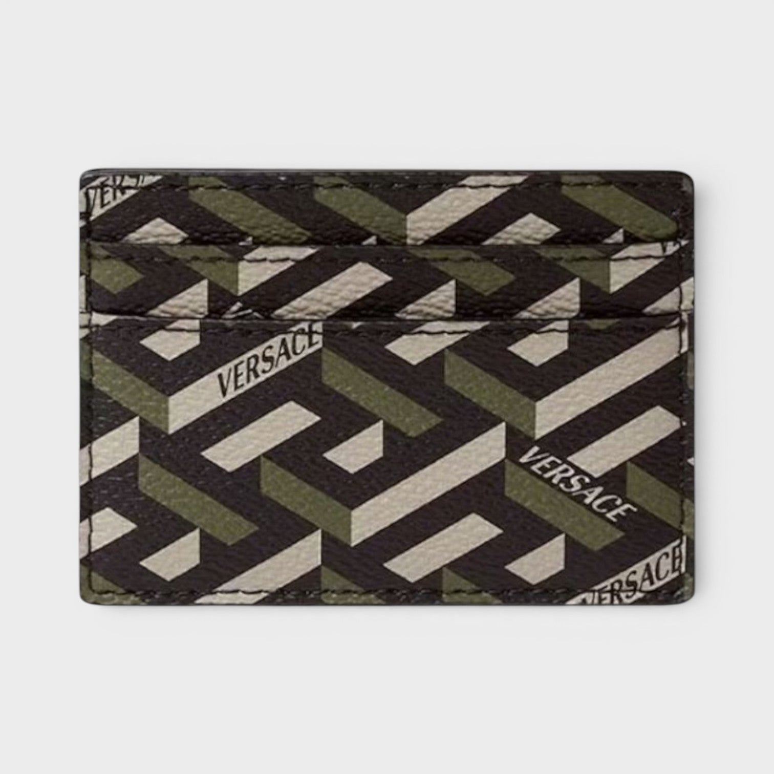 La Greca Signature Card Case Black Kakhi