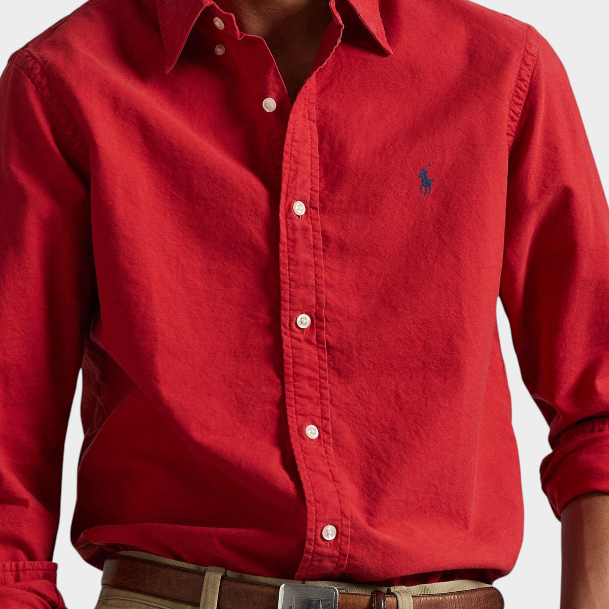 Supplied Fashion Polo Ralph Lauren slim fit red corduroy shirt for men with signature logo embroidery
