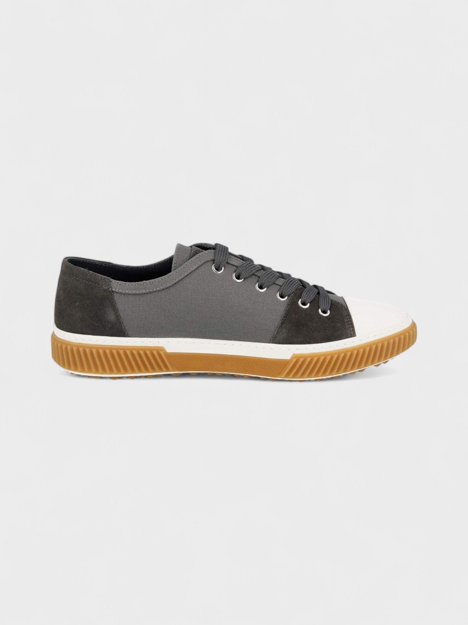 Prada Original Flat Low Trainers Grey White - Supplied FashionPrada