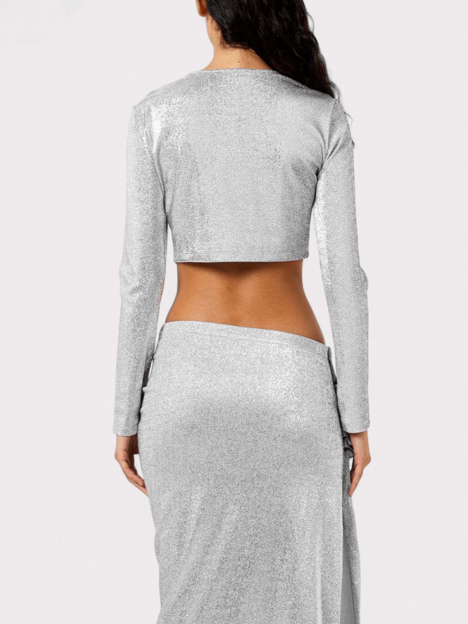 Rabanne Cropped Long Sleeve Top Silver - Supplied FashionRabanne