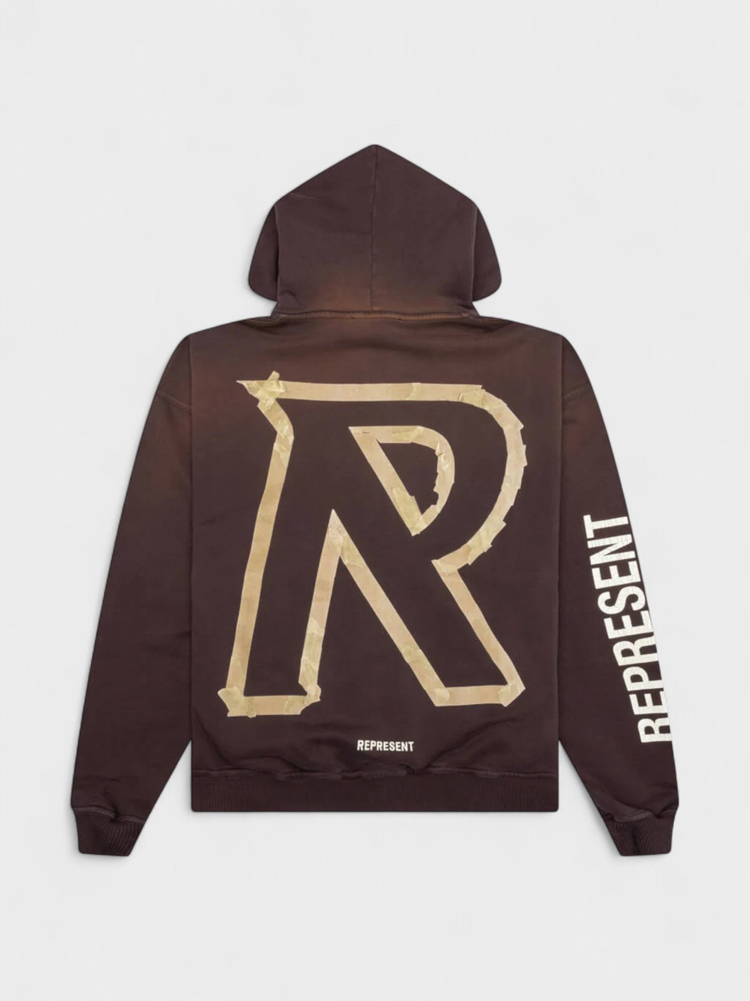 Represent Masking Tape Initial Zipped Hoodie Cedar Brown - Supplied FashionRepresent